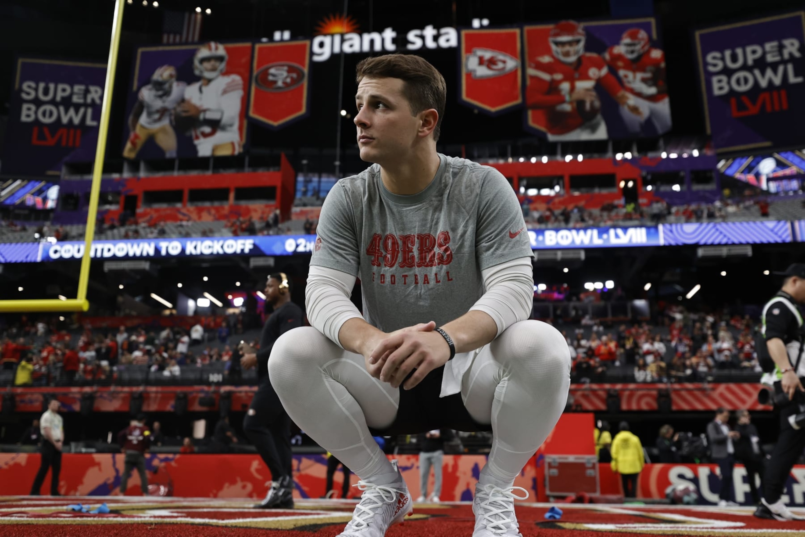 LAS VEGAS, NV - FEBRUARY 11: Brock Purdy #13 of the San Francisco 49ers before Super Bowl LVIII against the Kansas City Chiefs at Allegiant Stadium on February 11, 2024 in Las Vegas, Nevada. The Chiefs defeated the 49ers 25-22. (Photo by Michael Zagaris/San Francisco 49ers/Getty Images) LAS VEGAS, NV - FEBRUARY 11: Brock Purdy #13 of the San Francisco 49ers before Super Bowl LVIII against the Kansas City Chiefs at Allegiant Stadium on February 11, 2024 in Las Vegas, Nevada. The Chiefs defeated the 49ers 25-22. (Photo by Michael Zagaris/San Francisco 49ers/Getty Images)