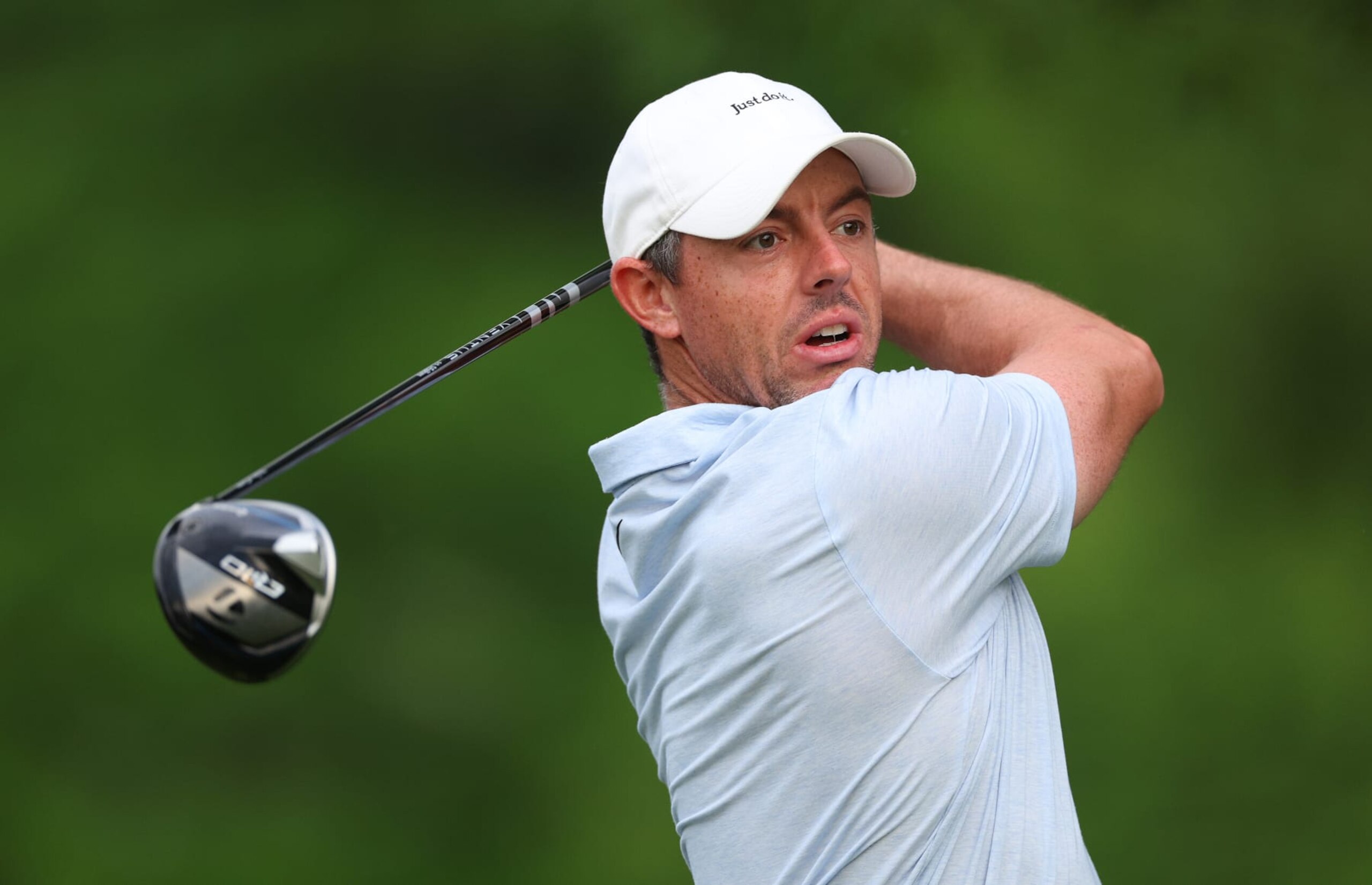 CHARLOTTE, NORTH CAROLINA - MAY 08: Rory McIlroy of Northern Ireland in action during the Pro Am event at Quail Hollow Country Club on May 09, 2024 in Charlotte, North Carolina. (Photo by Andrew Redington/Getty Images)