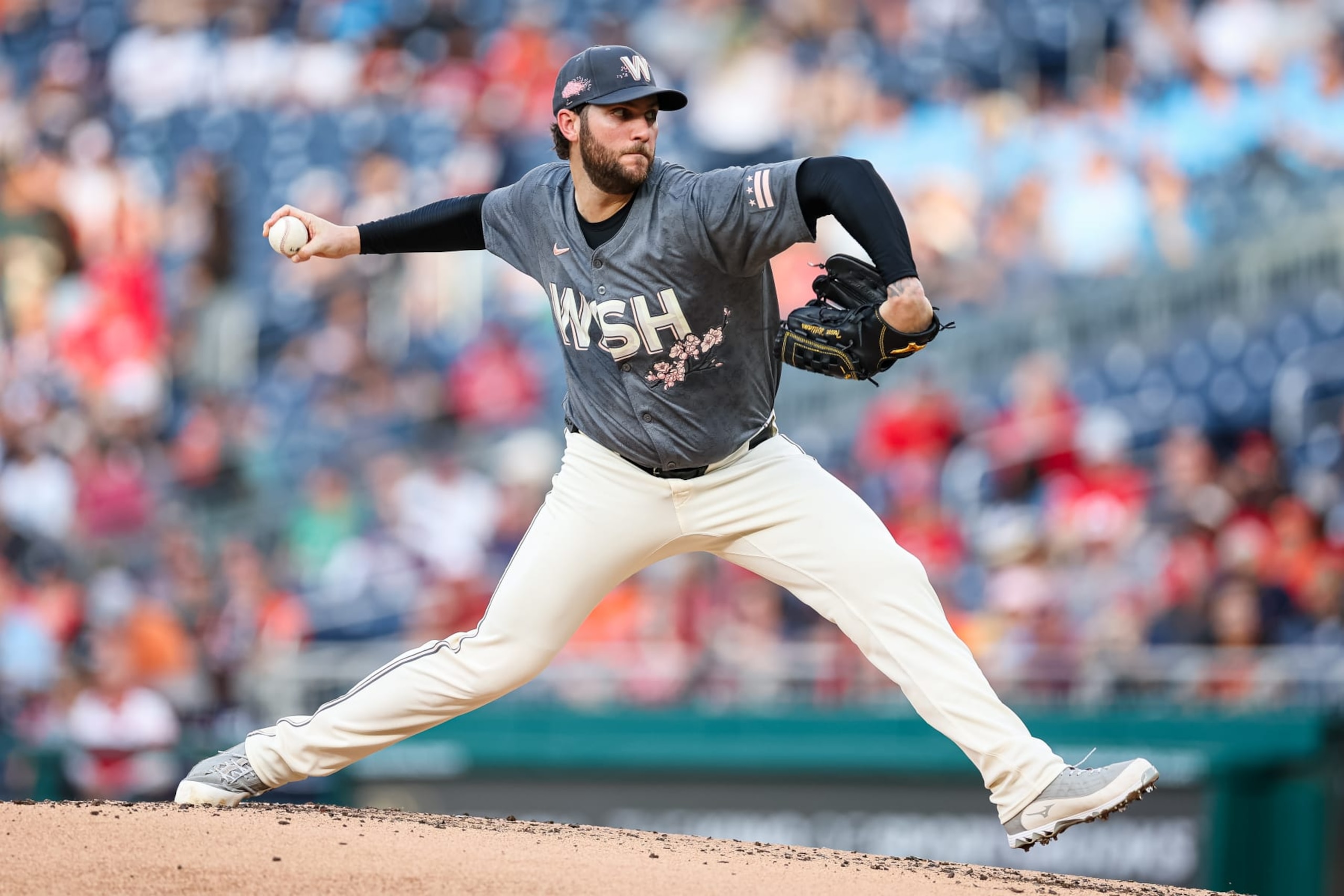 WASHINGTON, DC - MAY 07: Trevor Williams #32 of the Washington Nationals pitches against the Baltimore Orioles during the second inning at Nationals Park on May 7, 2024 in Washington, DC. (Photo by Scott Taetsch/Getty Images)