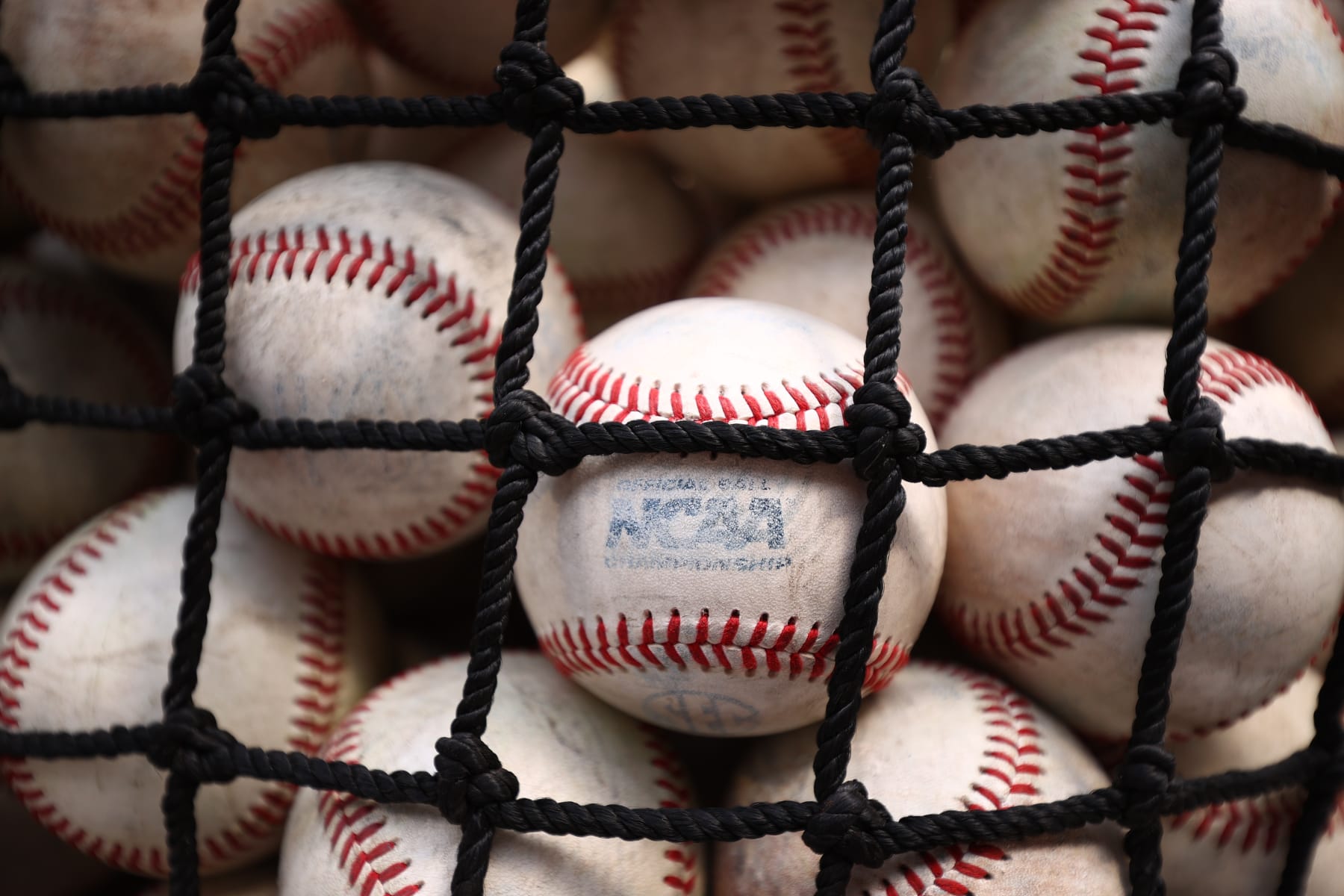 OMAHA, NE - JUNE 30: Baseballs rest in netting before the game between the Mississippi St. Bulldogs and the Vanderbilt Commodores during the Division I Men's Baseball Championship held at TD Ameritrade Park Omaha on June 30, 2021 in Omaha, Nebraska. (Photo by Jamie Schwaberow/NCAA Photos via Getty Images)