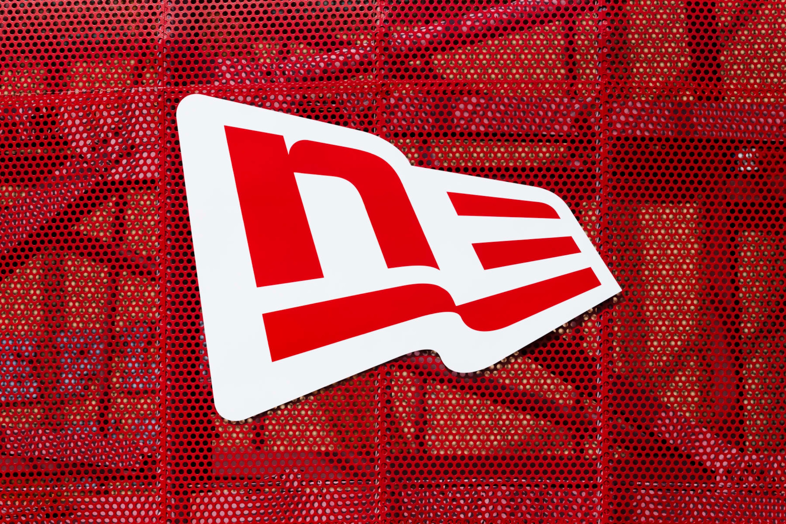 ANAHEIM, CALIFORNIA - MARCH 26: A detail view of a New Era Cap logo during a baseball game between the Los Angeles Dodgers and the Los Angeles Angels at Angel Stadium of Anaheim on March 26, 2024 in Anaheim, California. (Photo by Ric Tapia/Getty Images)