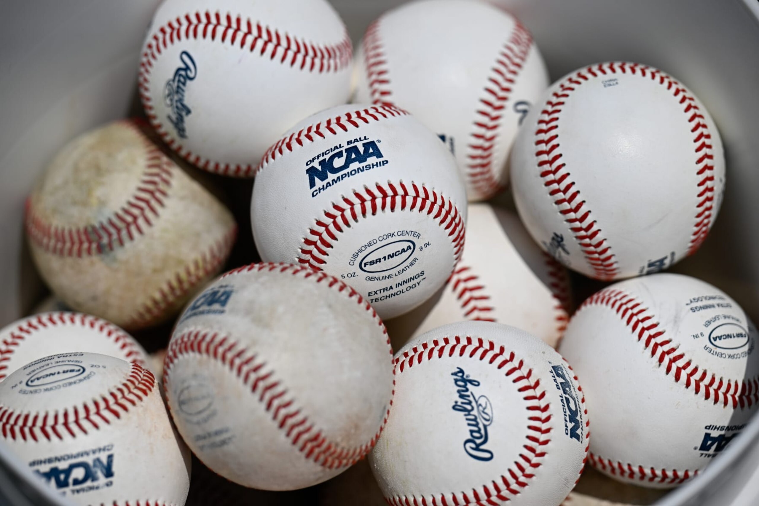 CARY, NORTH CAROLINA - JUNE 10: Baseballs are seen before the game between the Rollins Tars and the Angelo State Rams during the Division II Men’s Baseball Championship held at the USA Baseball National Training Complex on June 9, 2023 in Cary, North Carolina. Angelo State won 6-5. (Photo by Grant Halverson/NCAA Photos via Getty Images)