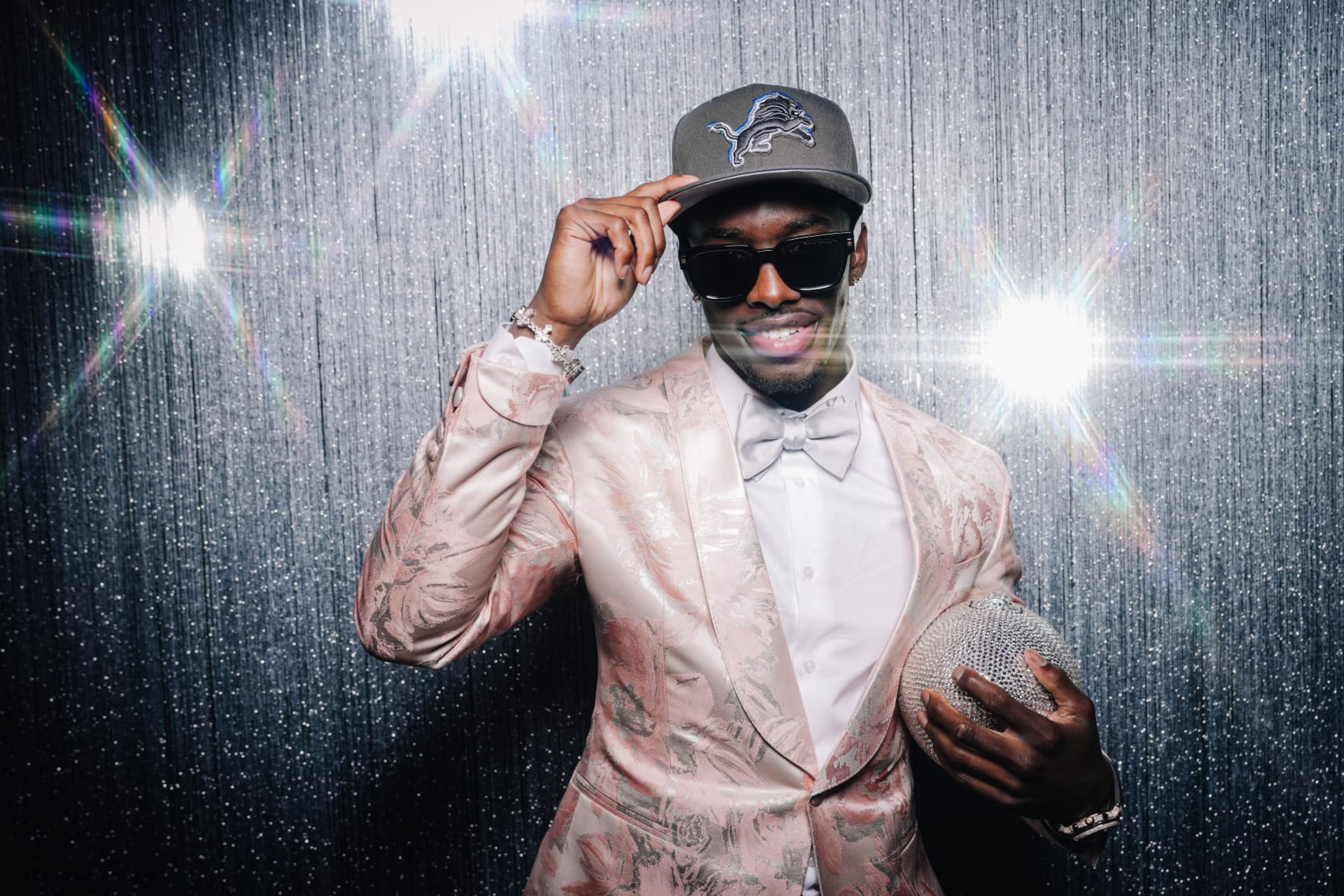 DETROIT, MI - APRIL 25: (EDITOR'S NOTE: Image has been taken using a Star Effect Filter)  Cornerback Terrion Arnold poses for portraits after being selected 24th overall in the first round by the Detroit Lions during the 2024 NFL draft on April 25, 2024 in Detroit, Michigan. (Photo by Todd Rosenberg/Getty Images)
