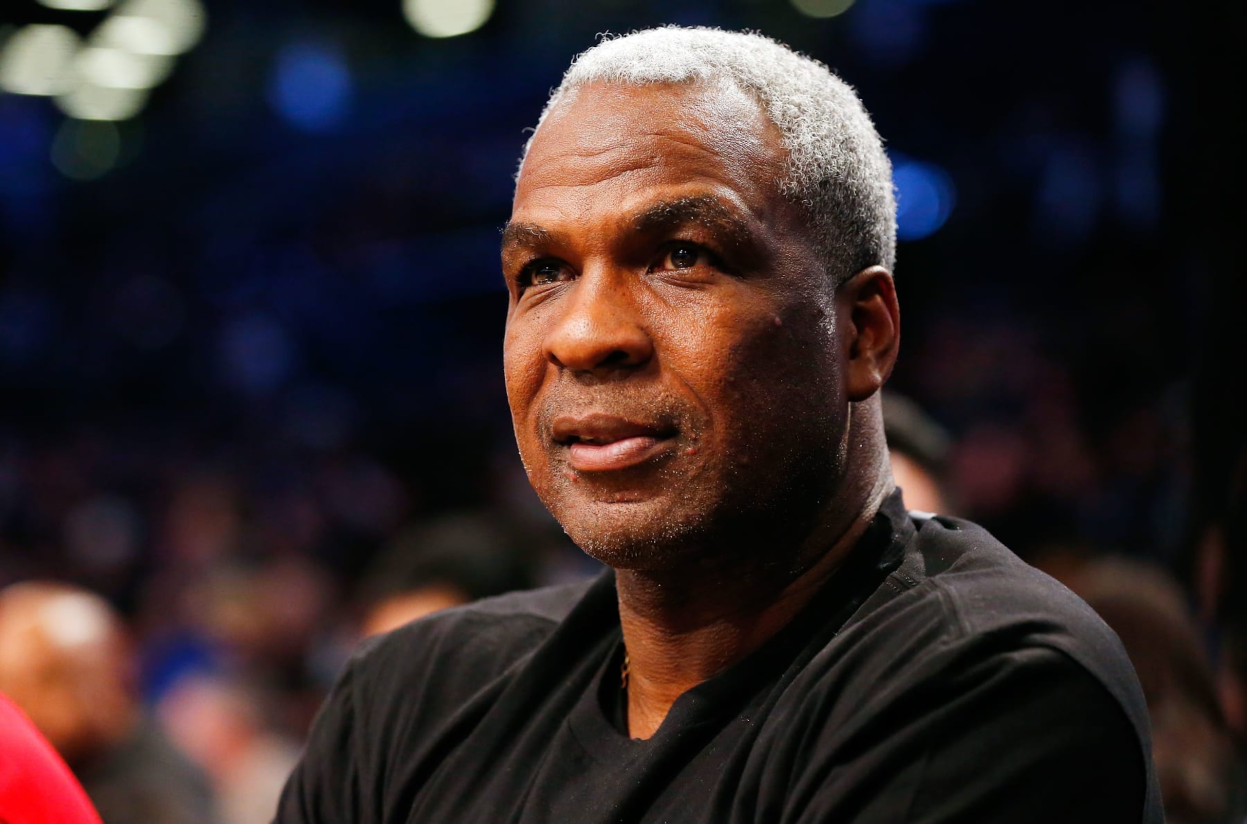 BROOKLYN, NY - MARCH 12:  (NEW YORK DAILIES OUT)    Former NBA player Charles Oakley attends a game between the Brooklyn Nets and the New York Knicks at Barclays Center on March 12, 2017 in the Brooklyn borough of New York City.  The Nets defeated the Knicks 120-112. NOTE TO USER: User expressly acknowledges and agrees that, by downloading and/or using this photograph, user is consenting to the terms and conditions of the Getty Images License Agreement.  (Photo by Jim McIsaac/Getty Images)