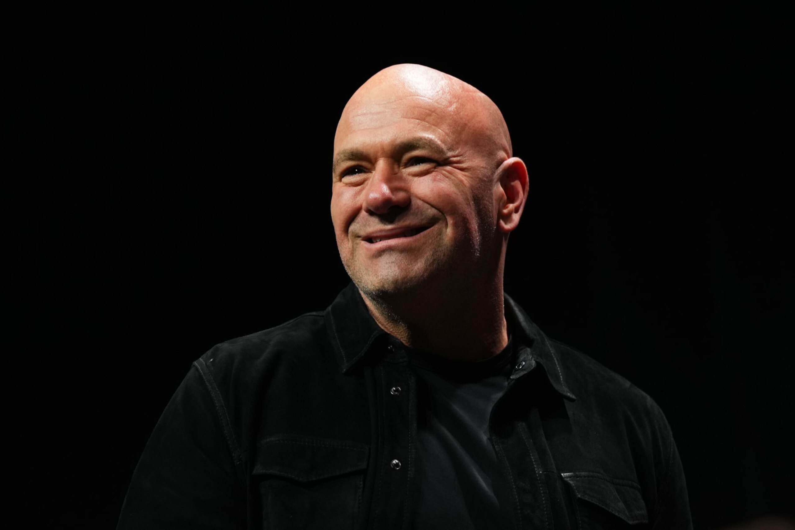 ST LOUIS, MISSOURI - MAY 10: UFC CEO Dana White is seen on stage during the UFC Fight Night ceremonial weigh-in at Enterprise Center on May 10, 2024 in St Louis, Missouri. (Photo by Cooper Neill/Zuffa LLC via Getty Images)