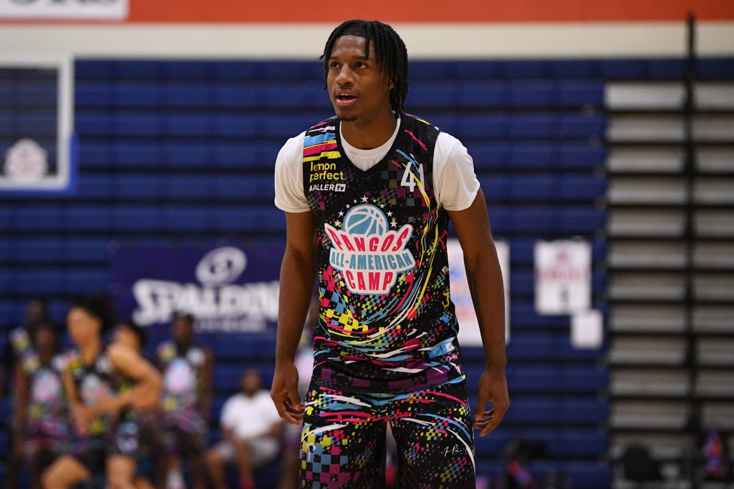 LAS VEGAS, NV - JUNE 05: Jamier Jones looks on during the Pangos All-American Camp on June 5, 2023 at the Bishop Gorman High School in Las Vegas, NV. (Photo by Brian Rothmuller/Icon Sportswire via Getty Images)