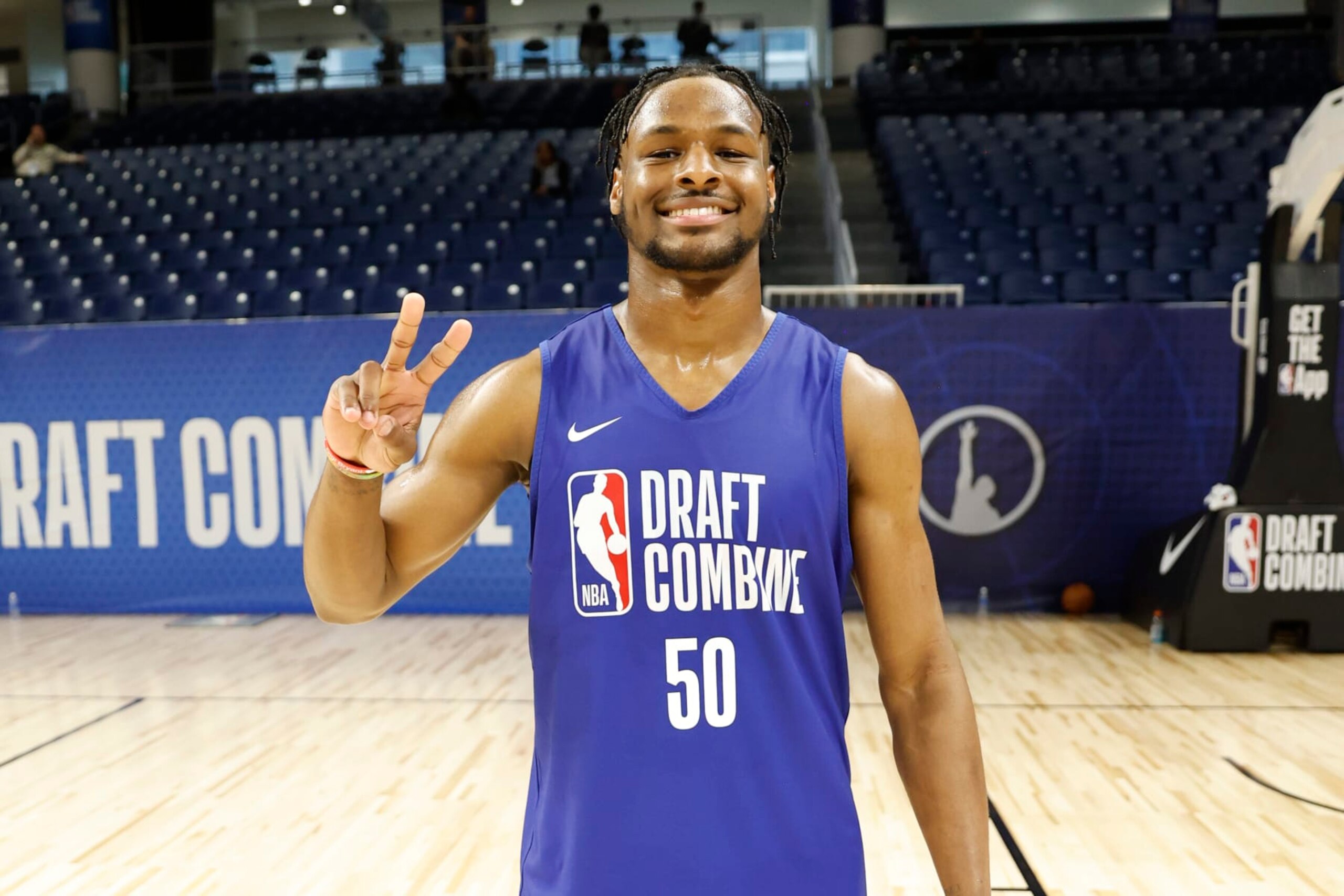CHICAGO, IL - MAY 13: Bronny James pose for a photo during the 2024 NBA Combine on May 13, 2024 at Wintrust Arena in Chicago, Illinois. NOTE TO USER: User expressly acknowledges and agrees that, by downloading and or using this photograph, User is consenting to the terms and conditions of the Getty Images License Agreement. Mandatory Copyright Notice: Copyright 2024 NBAE (Photo by Kamil Krzaczynski/NBAE via Getty Images)