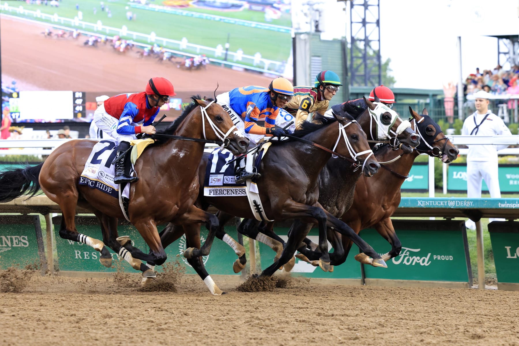 Just Steel was in the running for the early lead at the Derby. 