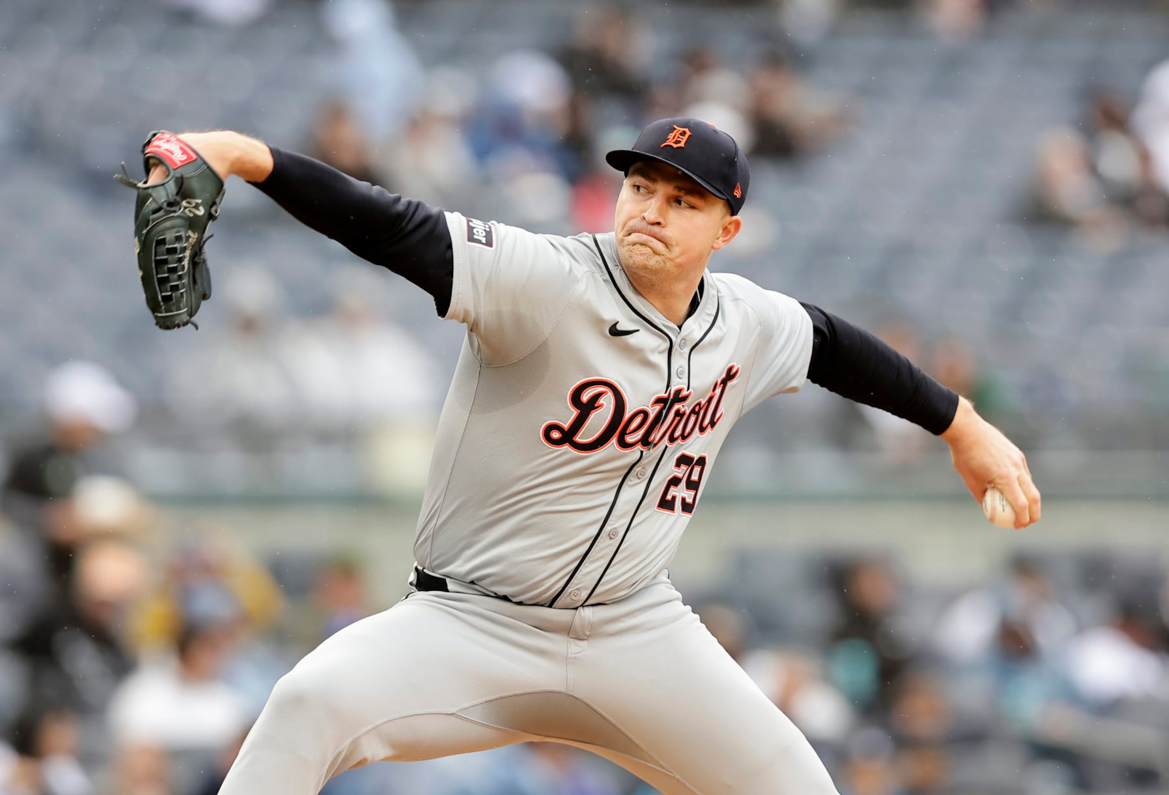 NEW YORK, NEW YORK - MAY 05:  Tarik Skubal #29 of the Detroit Tigers in action against the New York Yankees at Yankee Stadium on May 05, 2024 in New York City. The Yankees defeated the Tigers 5-2. (Photo by Jim McIsaac/Getty Images)