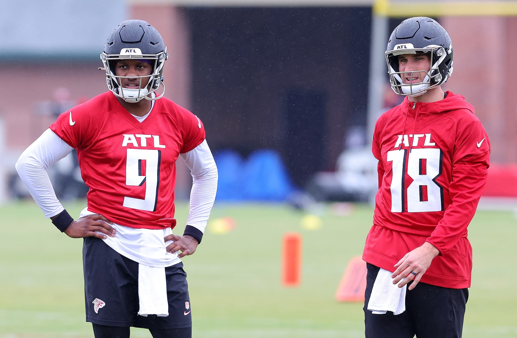 Falcons quarterbacks Michael Penix Jr. and Kirk Cousins