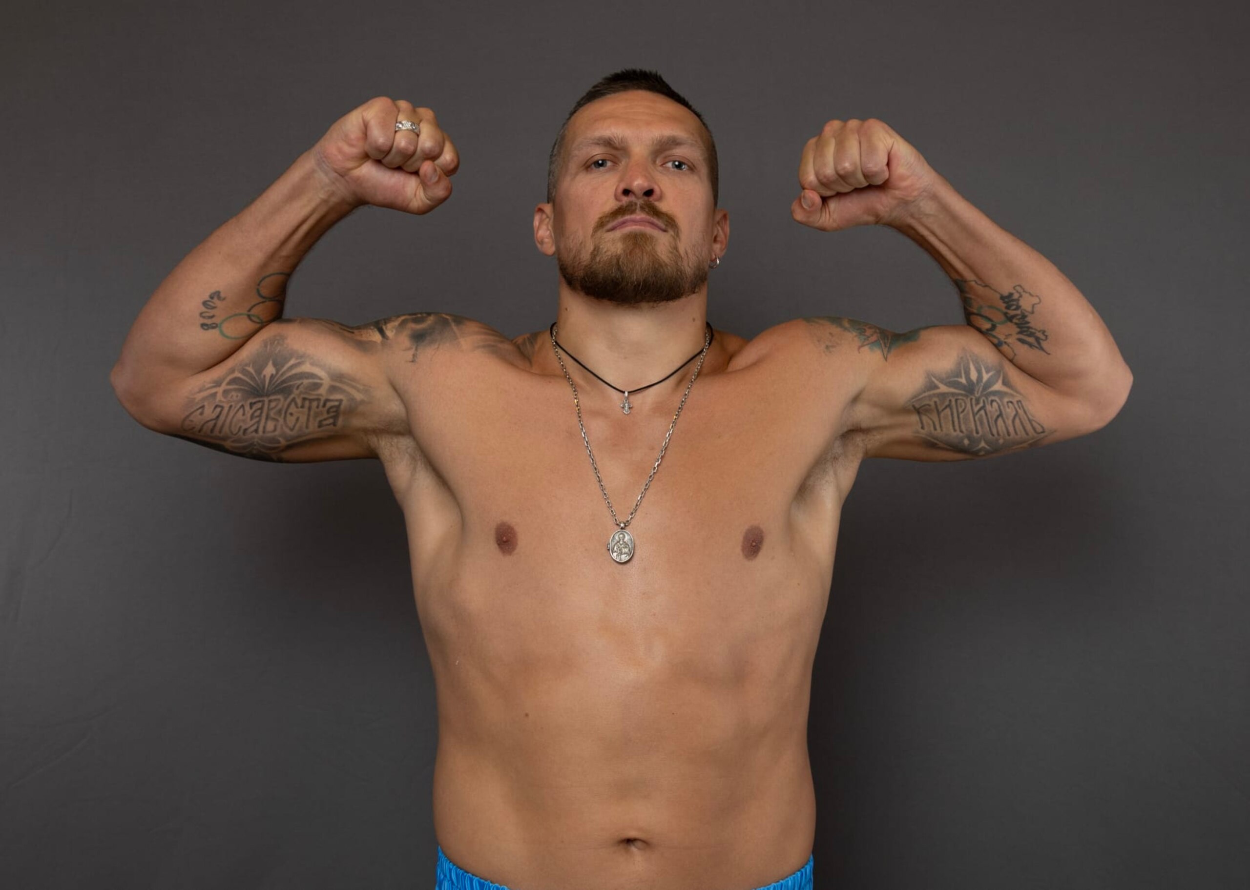 RIYADH, SAUDI ARABIA - MAY 13: Oleksandr Usyk poses for a portrait ahead of the IBF, IBO, WBA, WBC and WBO Undisputed World Heavyweight Title fight between Tyson Fury and Oleksandr Usyk on May 13, 2024 in Riyadh, Saudi Arabia. (Photo by Richard Pelham/Getty Images) RIYADH, SAUDI ARABIA - MAY 13: Oleksandr Usyk poses for a portrait ahead of the IBF, IBO, WBA, WBC and WBO Undisputed World Heavyweight Title fight between Tyson Fury and Oleksandr Usyk on May 13, 2024 in Riyadh, Saudi Arabia. (Photo by Richard Pelham/Getty Images)