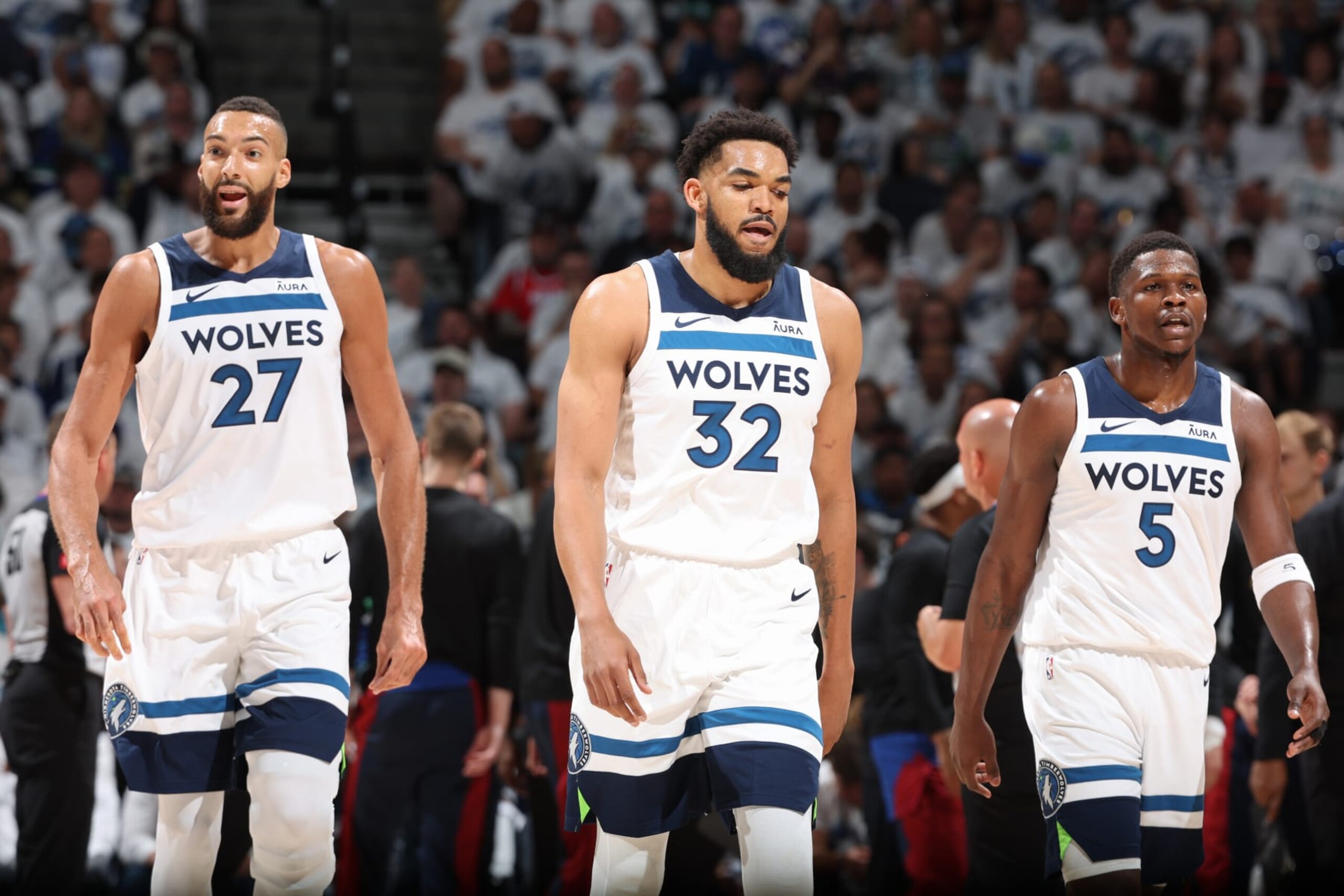 Rudy Gobert, Karl-Anthony Towns and Anthony Edwards Rudy Gobert, Karl-Anthony Towns and Anthony Edwards