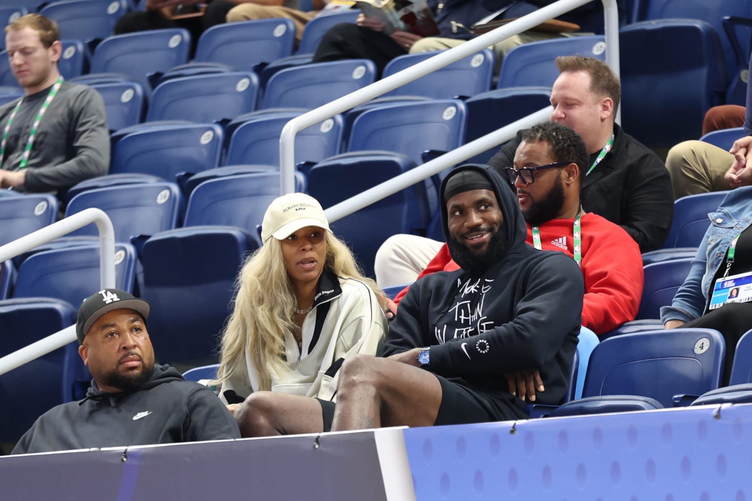 CHICAGO, IL - MAY 15: LeBron James looks on during the 2024 NBA Combine on May 15, 2024 at Wintrust Arena in Chicago, Illinois. NOTE TO USER: User expressly acknowledges and agrees that, by downloading and or using this photograph, User is consenting to the terms and conditions of the Getty Images License Agreement. Mandatory Copyright Notice: Copyright 2024 NBAE (Photo by Jeff Haynes/NBAE via Getty Images) CHICAGO, IL - MAY 15: LeBron James looks on during the 2024 NBA Combine on May 15, 2024 at Wintrust Arena in Chicago, Illinois. NOTE TO USER: User expressly acknowledges and agrees that, by downloading and or using this photograph, User is consenting to the terms and conditions of the Getty Images License Agreement. Mandatory Copyright Notice: Copyright 2024 NBAE (Photo by Jeff Haynes/NBAE via Getty Images)