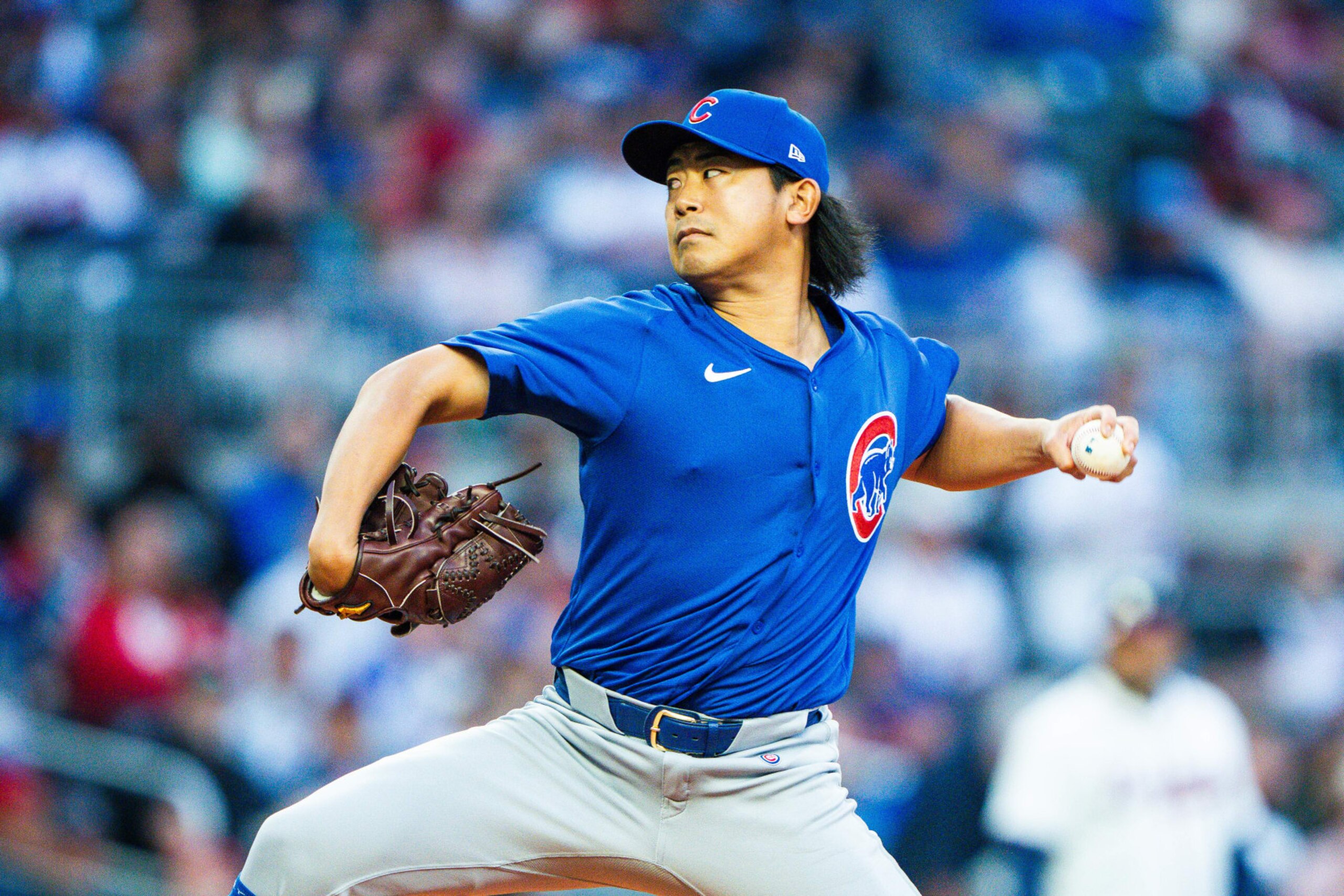 ATLANTA, GA - MAY 13: Shota Imanaga #18 of the Chicago Cubs pitches during the first inning against the Atlanta Braves at Truist Park on May 13, 2024 in Atlanta, Georgia. (Photo by Kevin D. Liles/Atlanta Braves/Getty Images)