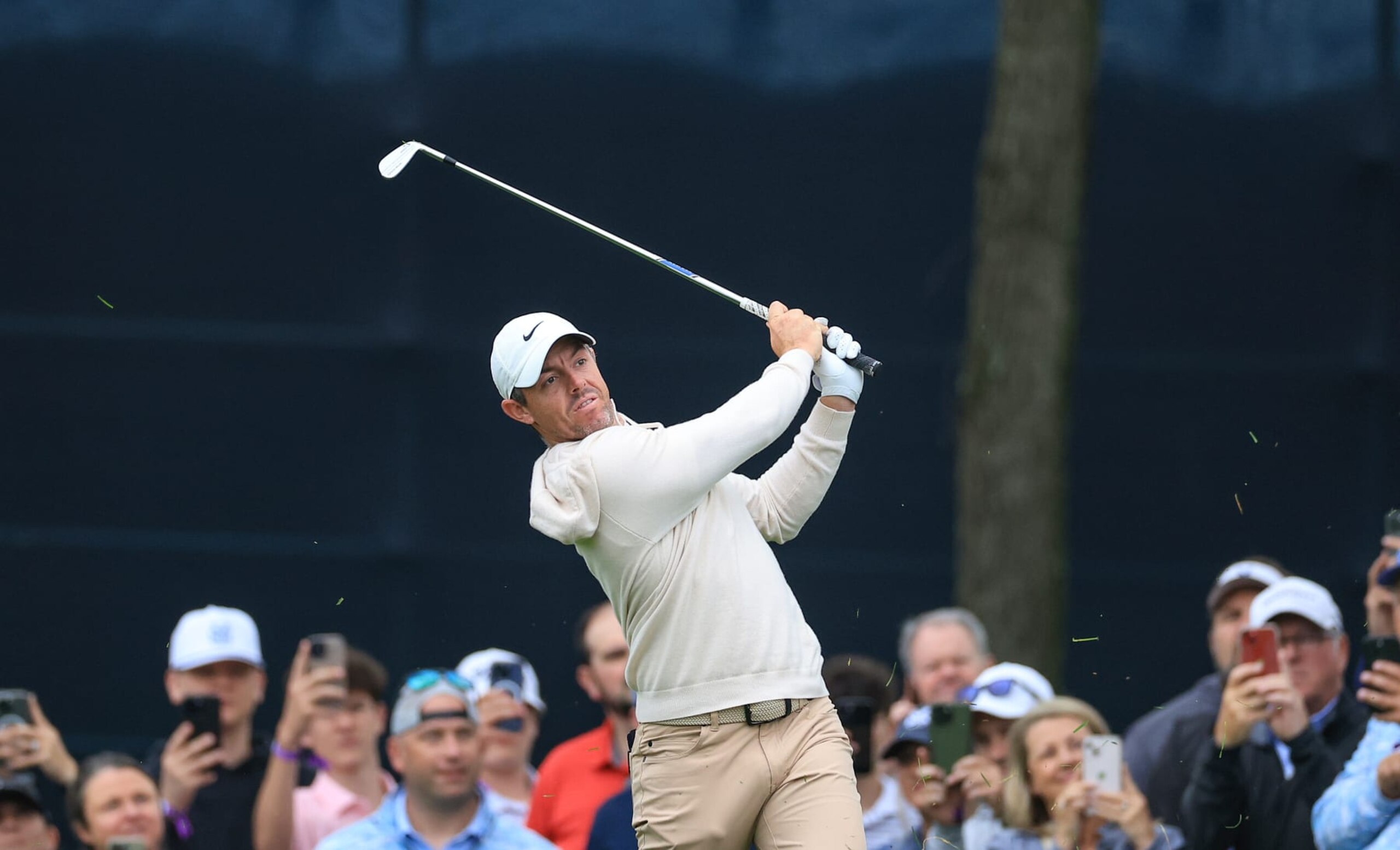 LOUISVILLE, KENTUCKY - MAY 15: Rory McIlroy of Northern Ireland plays a shot during his final practice round prior to the 2024 PGA Championship at Valhalla Golf Club on May 15, 2024 in Louisville, Kentucky. (Photo by David Cannon/Getty Images)