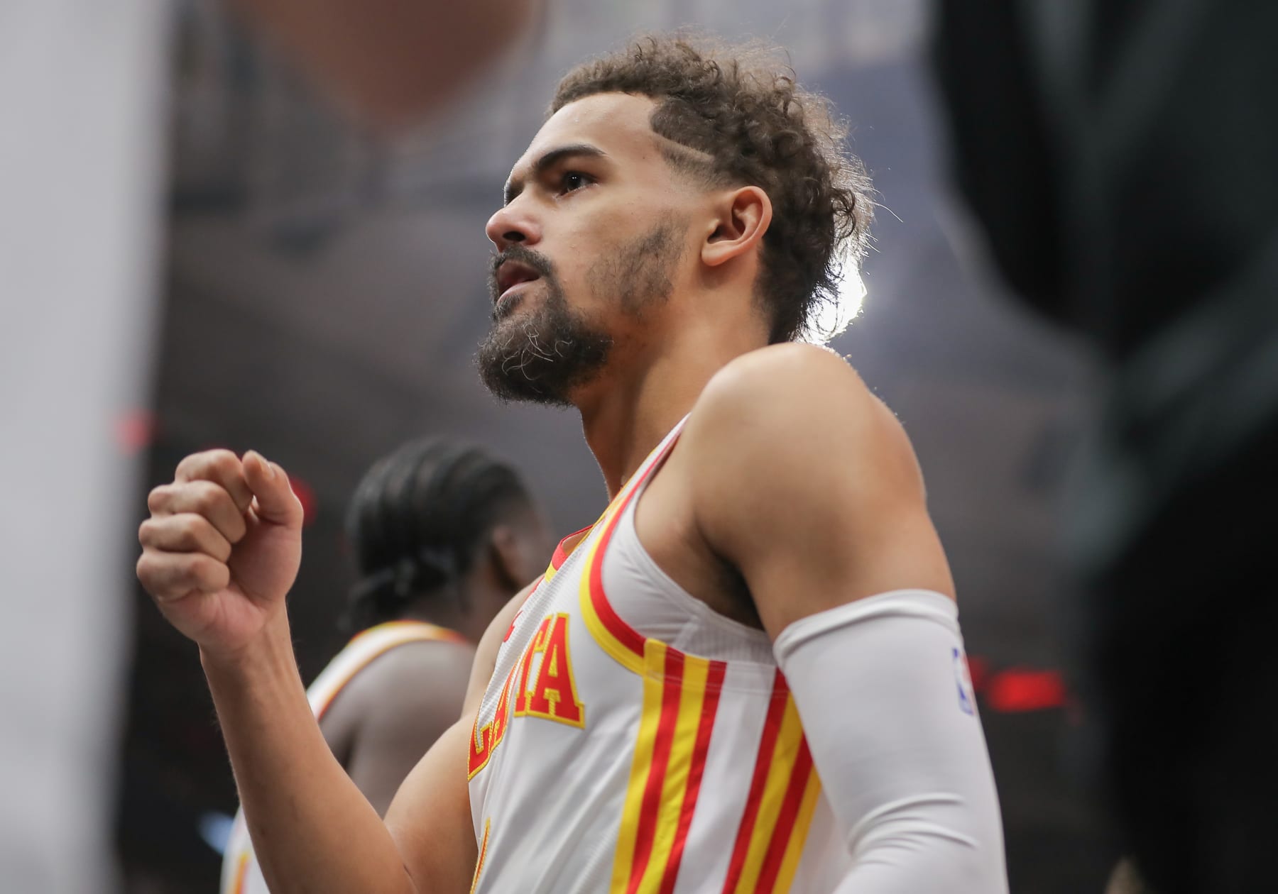 CHICAGO, IL - APRIL 17: Trae Young #11 of the Atlanta Hawks prior to the start of the 2024 Play-In Tournament against the Chicago Bulls at the United Center on April 17, 2024  in Chicago, Illinois. (Photo by Melissa Tamez/Icon Sportswire via Getty Images)