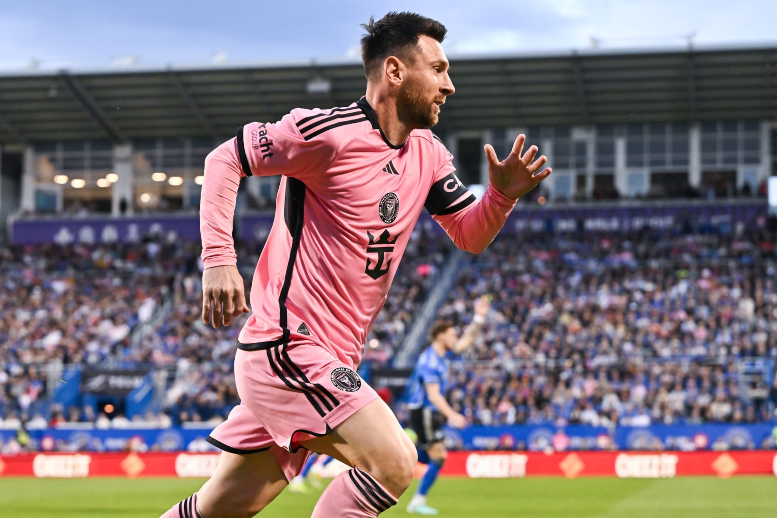 MONTREAL, CANADA - MAY 11:  Lionel Messi #10 of Inter Miami runs the field in the game against CF Montréal during the first half at Saputo Stadium on May 11, 2024 in Montreal, Quebec, Canada.  Inter Miami defeated CF Montréal 3-2.  (Photo by Minas Panagiotakis/Getty Images)