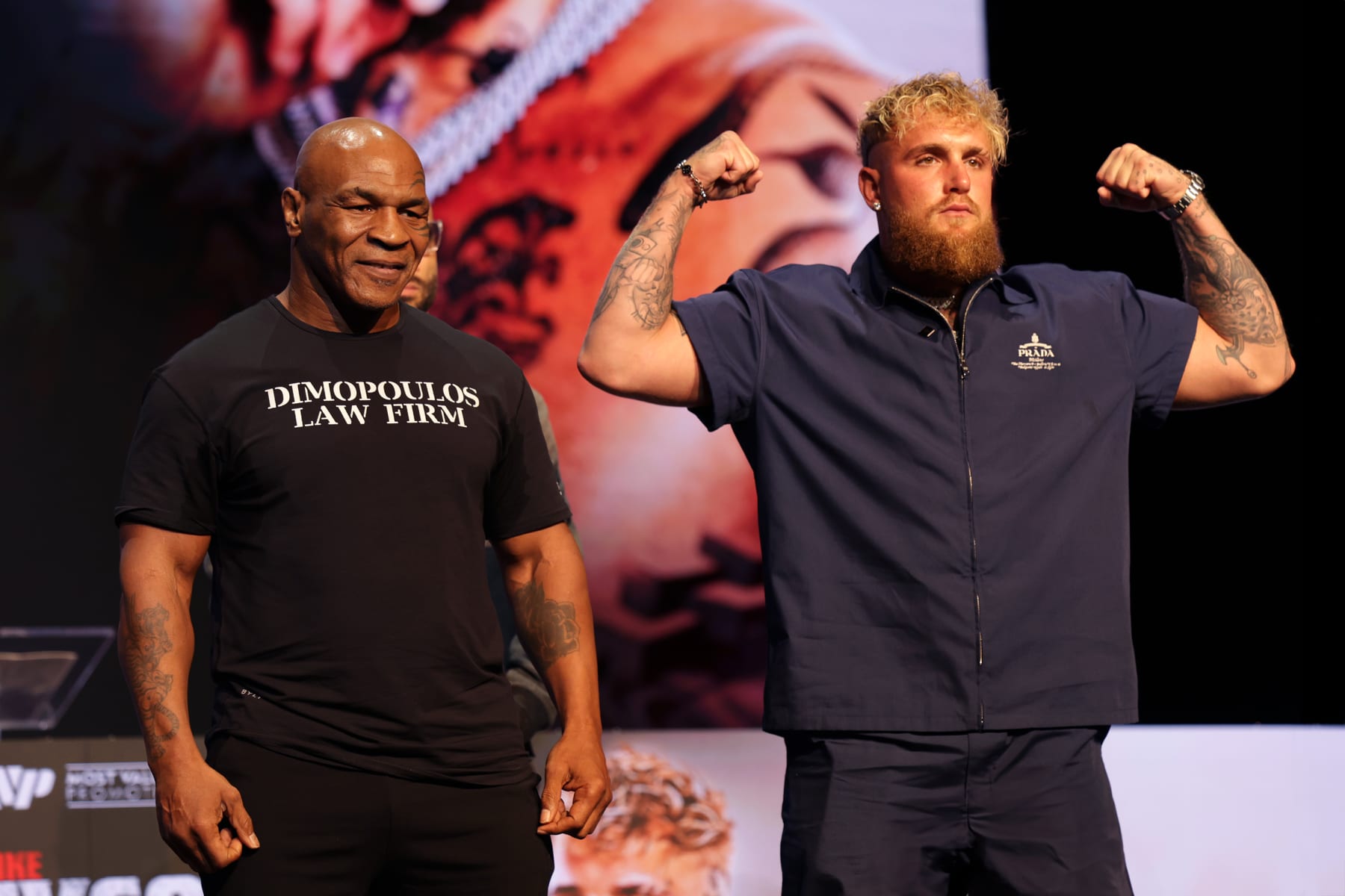 NEW YORK, NEW YORK - MAY 13: Mike Tyson and Jake Paul attend the Jake Paul vs. Mike Tyson press conference at The Apollo Theater on May 13, 2024 in New York City. (Photo by Shareif Ziyadat/Getty Images)