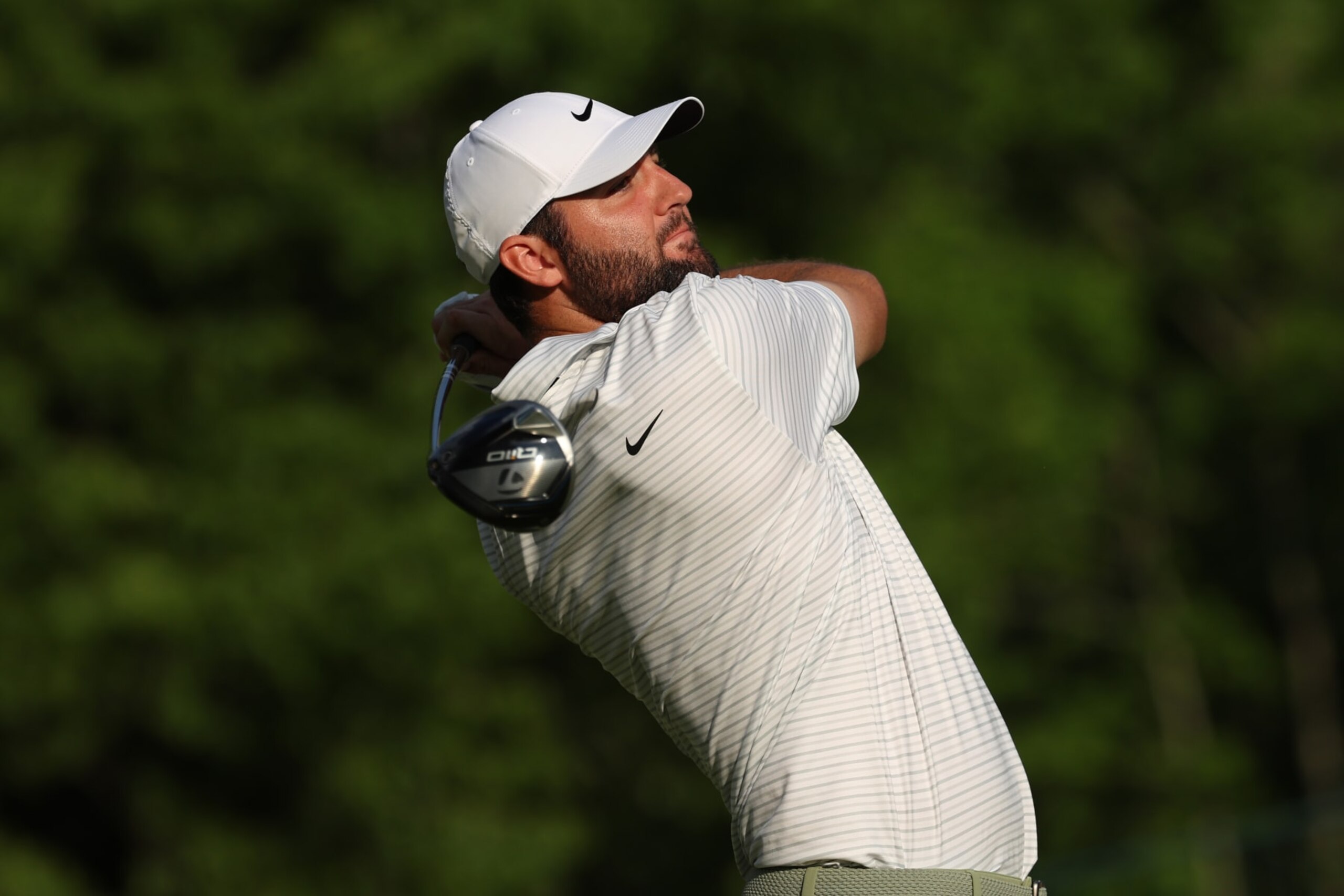 LOUISVILLE, KENTUCKY - MAY 16: Scottie Scheffler of the United States plays his shot from the 17th tee during the first round of the 2024 PGA Championship at Valhalla Golf Club on May 16, 2024 in Louisville, Kentucky. (Photo by Patrick Smith/Getty Images) LOUISVILLE, KENTUCKY - MAY 16: Scottie Scheffler of the United States plays his shot from the 17th tee during the first round of the 2024 PGA Championship at Valhalla Golf Club on May 16, 2024 in Louisville, Kentucky. (Photo by Patrick Smith/Getty Images)