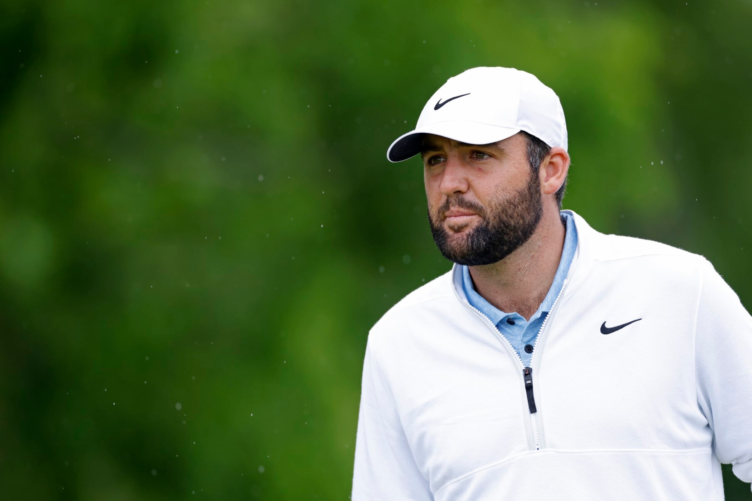 LOUISVILLE, KY - MAY 17: Scottie Scheffler (USA) looks on at the 5th hole during the second round of the 2024 PGA Championship at Valhalla Golf Club on May 17, 2024 in Louisville, Kentucky. (Photo by Joe Robbins/Icon Sportswire via Getty Images)