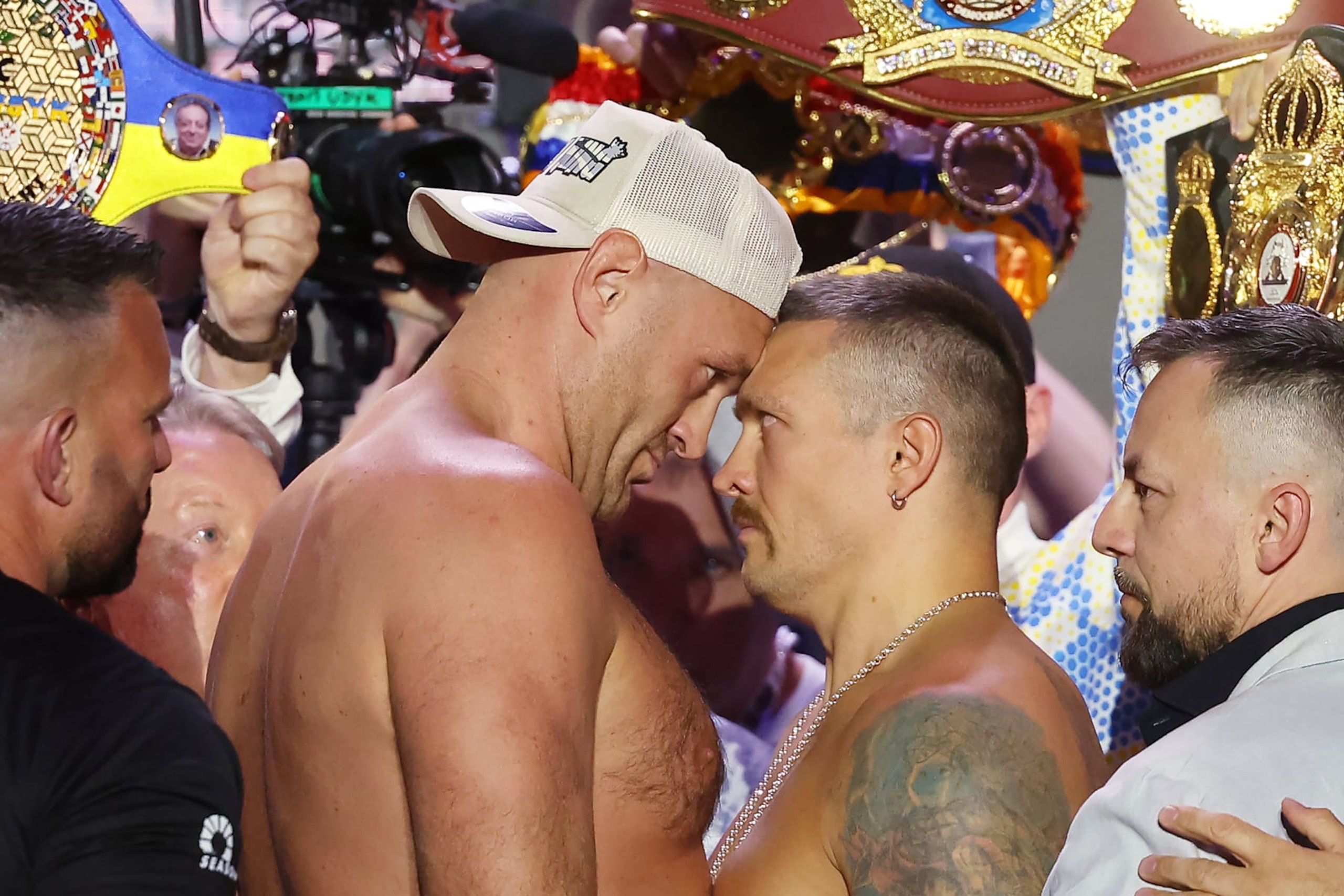 Tyson Fury squared off with Oleksandr Usyk