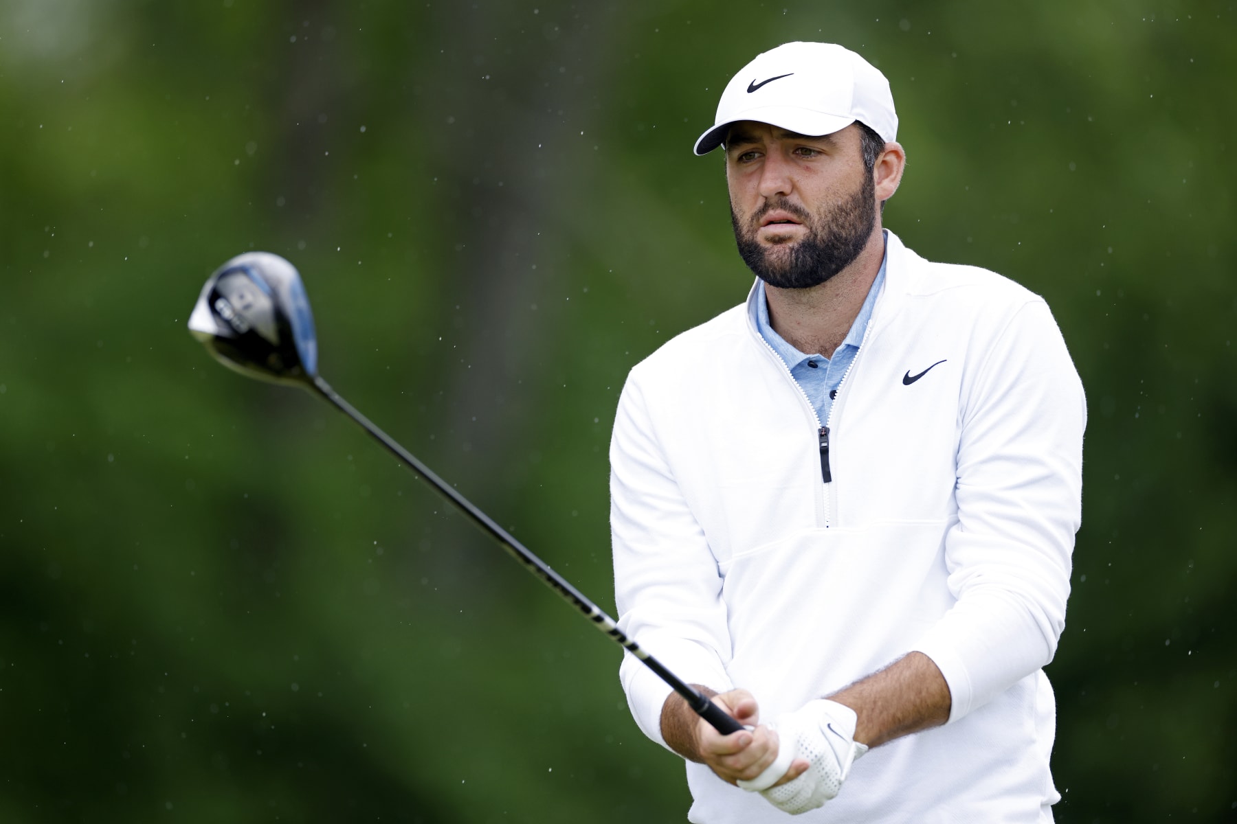 LOUISVILLE, KY - MAY 17: Scottie Scheffler (USA) gets ready to hit a drive at the 5th hole during the second round of the 2024 PGA Championship at Valhalla Golf Club on May 17, 2024 in Louisville, Kentucky. (Photo by Joe Robbins/Icon Sportswire via Getty Images)