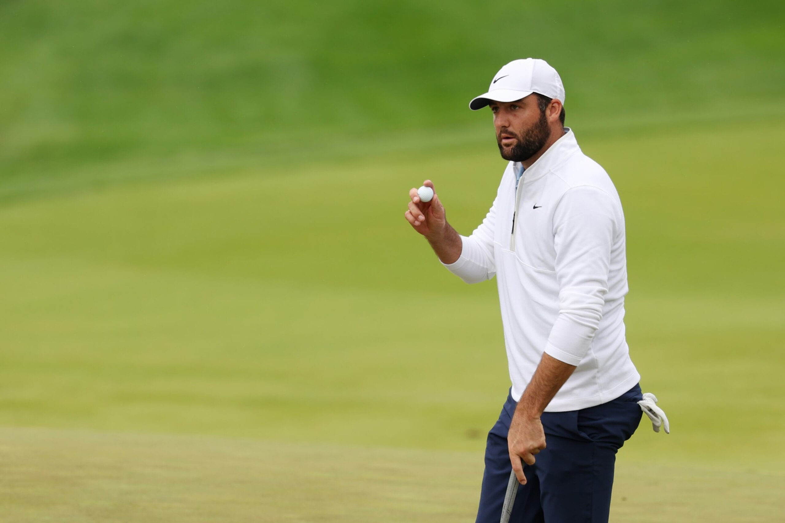 LOUISVILLE, KENTUCKY - MAY 17: Scottie Scheffler of the United States waves on the ninth green during the second round of the 2024 PGA Championship at Valhalla Golf Club on May 17, 2024 in Louisville, Kentucky. (Photo by Patrick Smith/Getty Images) LOUISVILLE, KENTUCKY - MAY 17: Scottie Scheffler of the United States waves on the ninth green during the second round of the 2024 PGA Championship at Valhalla Golf Club on May 17, 2024 in Louisville, Kentucky. (Photo by Patrick Smith/Getty Images)