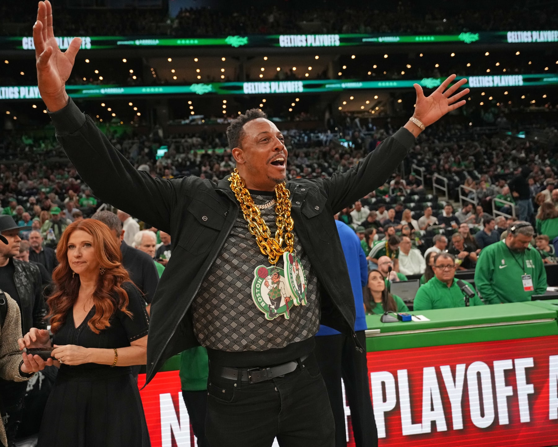 BOSTON, MA - MAY 7: Paul Pierce looks on before the game between the Cleveland Cavaliers and the Boston Celtics during Round 2 Game 1 of the 2024 NBA Playoffs on May 7, 2024 at the TD Garden in Boston, Massachusetts. NOTE TO USER: User expressly acknowledges and agrees that, by downloading and or using this photograph, User is consenting to the terms and conditions of the Getty Images License Agreement. Mandatory Copyright Notice: Copyright 2024 NBAE  (Photo by Jesse D. Garrabrant/NBAE via Getty Images)