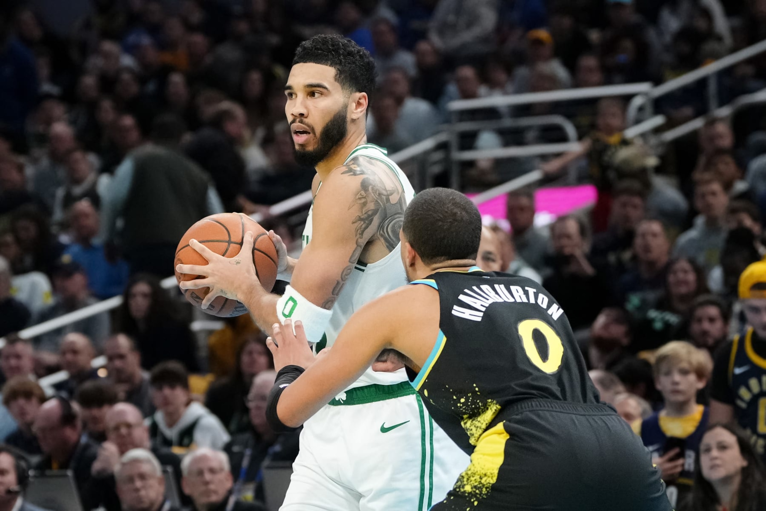 Jayson Tatum and Tyrese Haliburton