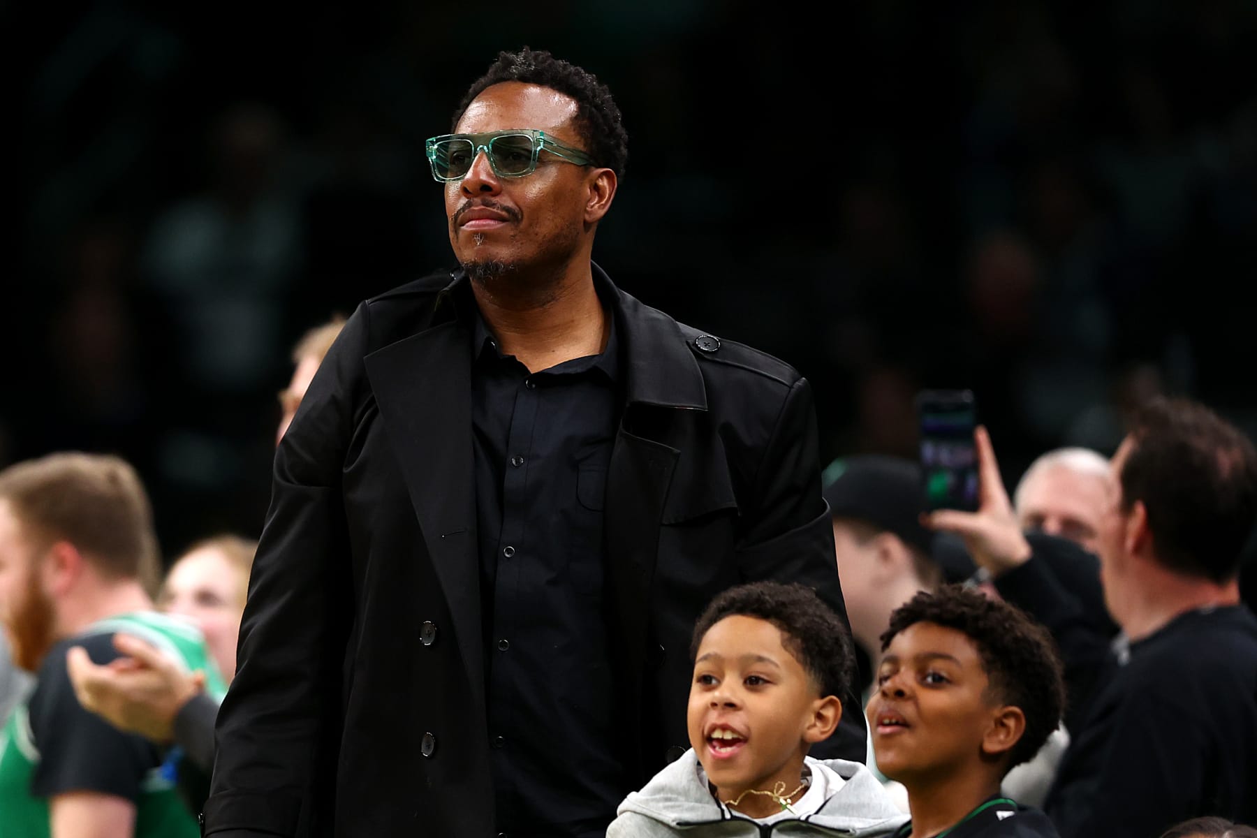 BOSTON, MASSACHUSETTS - MARCH 14: Former NBA player Paul Pierce attends the game between the Phoenix Suns and the Boston Celtics at TD Garden on March 14, 2024 in Boston, Massachusetts. The Celtics defeat the Suns 127-112. NOTE TO USER: User expressly acknowledges and agrees that, by downloading and or using this photograph, user is consenting to the terms and conditions of the Getty Images License Agreement.  (Photo by Maddie Meyer/Getty Images)