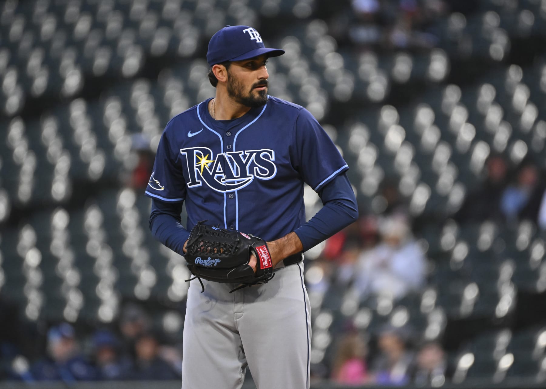 CHICAGO, ILLINOIS - APRIL 26: Zach Eflin #24 of the Tampa Bay Rays pitches in the first inning during the game against the Chicago White Sox at Guaranteed Rate Field on April 26, 2024 in Chicago, Illinois. (Photo by Nuccio DiNuzzo/Getty Images)