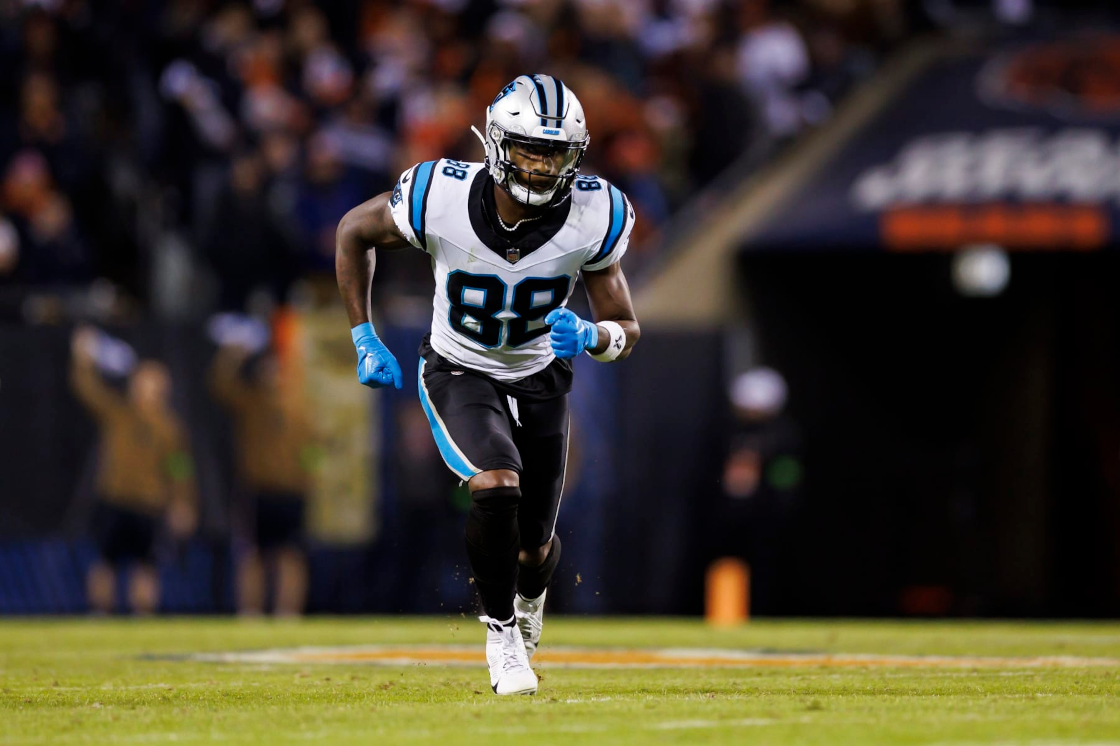 CHICAGO, ILLINOIS - NOVEMBER 09: Terrace Marshall Jr. #88 of the Carolina Panthers runs a route during an NFL football game against the Chicago Bears at Soldier Field on November 9, 2023 in Chicago, Illinois. (Photo by Ryan Kang/Getty Images) CHICAGO, ILLINOIS - NOVEMBER 09: Terrace Marshall Jr. #88 of the Carolina Panthers runs a route during an NFL football game against the Chicago Bears at Soldier Field on November 9, 2023 in Chicago, Illinois. (Photo by Ryan Kang/Getty Images)