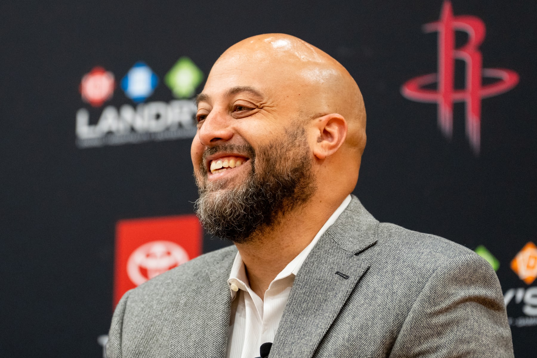 HOUSTON, TX - JUNE 27: General Manager, Rafael Stone of the Houston Rockets talks to the media during the Houston Rockets Draft Press Conference on June 27, 2022 at the Toyota Center in Houston, Texas. NOTE TO USER: User expressly acknowledges and agrees that, by downloading and or using this photograph, User is consenting to the terms and conditions of the Getty Images License Agreement. Mandatory Copyright Notice: Copyright 2022 NBAE (Photo by Cato Cataldo/NBAE via Getty Images)