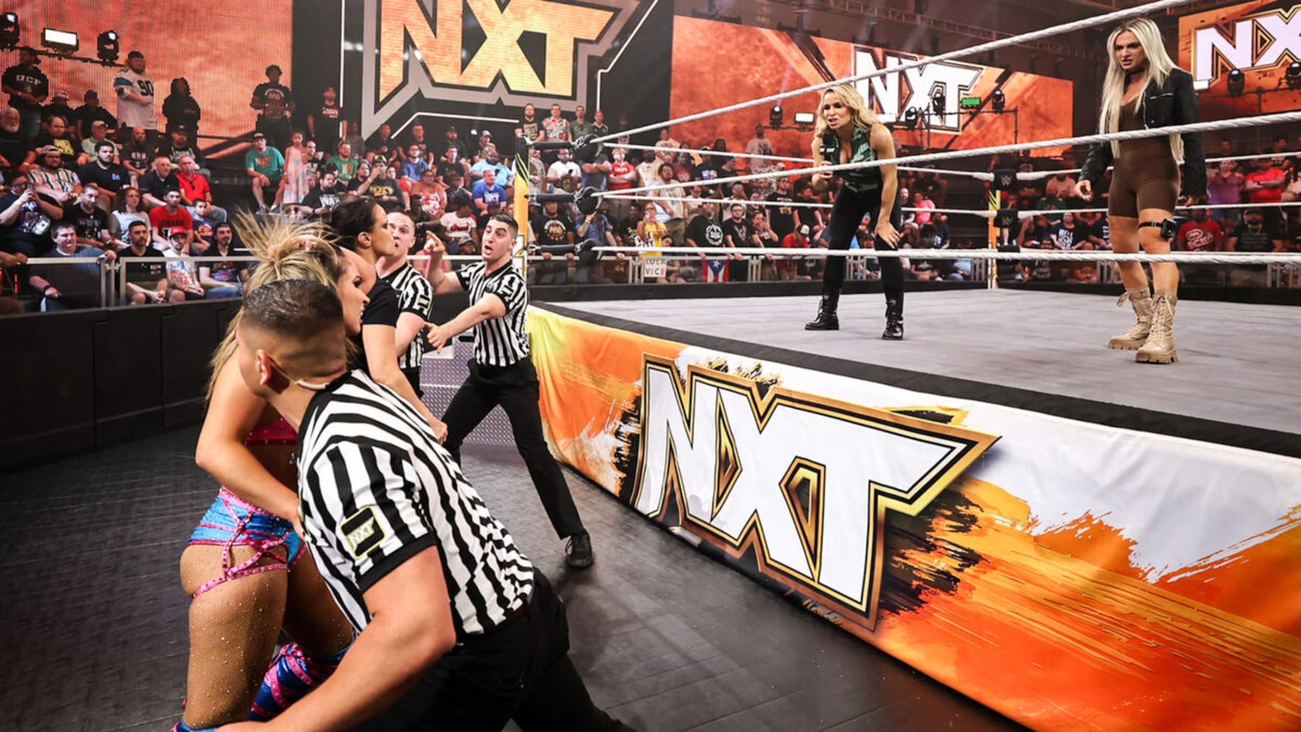 Natalya and Karmen Petrovic set the challenge to Shayna Baszler and Lola Vice.