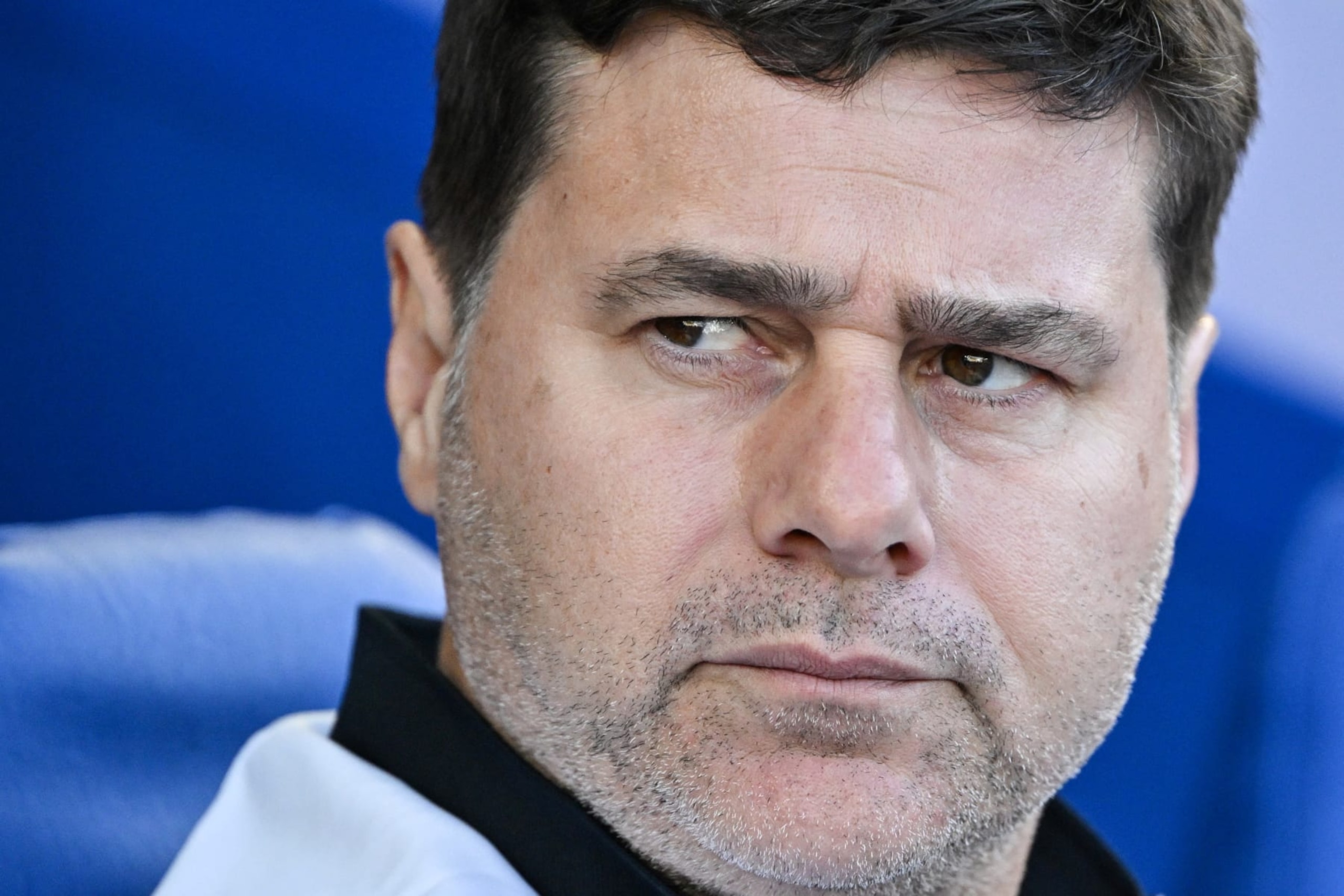 Chelsea's Argentinian head coach Mauricio Pochettino reacts prior to the English Premier League football match between Brighton and Hove Albion and Chelsea at the American Express Community Stadium in Brighton, southern England on May 15, 2024. (Photo by Glyn KIRK / AFP) / RESTRICTED TO EDITORIAL USE. No use with unauthorized audio, video, data, fixture lists, club/league logos or 'live' services. Online in-match use limited to 120 images. An additional 40 images may be used in extra time. No video emulation. Social media in-match use limited to 120 images. An additional 40 images may be used in extra time. No use in betting publications, games or single club/league/player publications. /  (Photo by GLYN KIRK/AFP via Getty Images)
