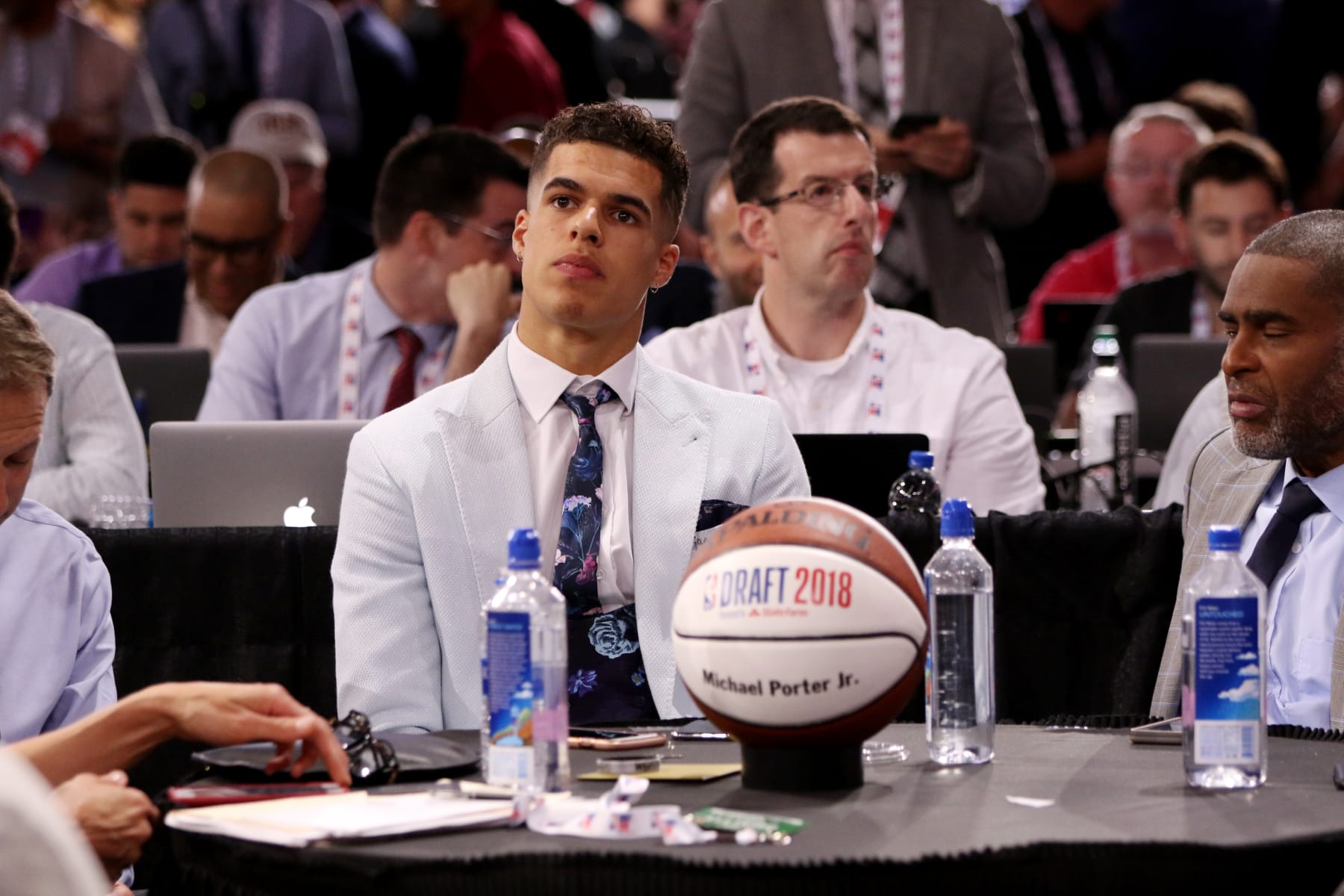 BROOKLYN, NY - JUNE 21:  NBA Draft Prospect Michael Porter Jr. is seen on June 21, 2018 at Barclays Center during the 2018 NBA Draft in Brooklyn, New York.  NOTE TO USER: User expressly acknowledges and agrees that, by downloading and or using this photograph, User is consenting to the terms and conditions of the Getty Images License Agreement. Mandatory Copyright Notice: Copyright 2018 NBAE (Photo by Michael J. LeBrecht II/NBAE via Getty Images)