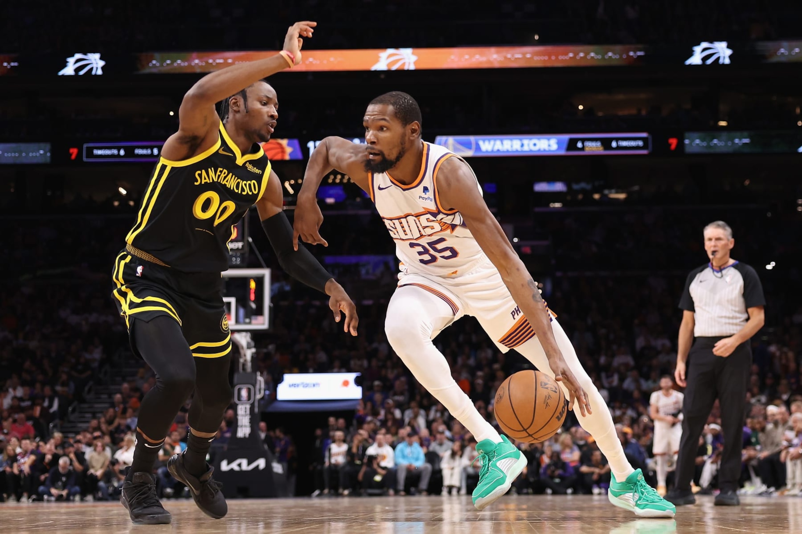 Jonathan Kuminga and Kevin Durant