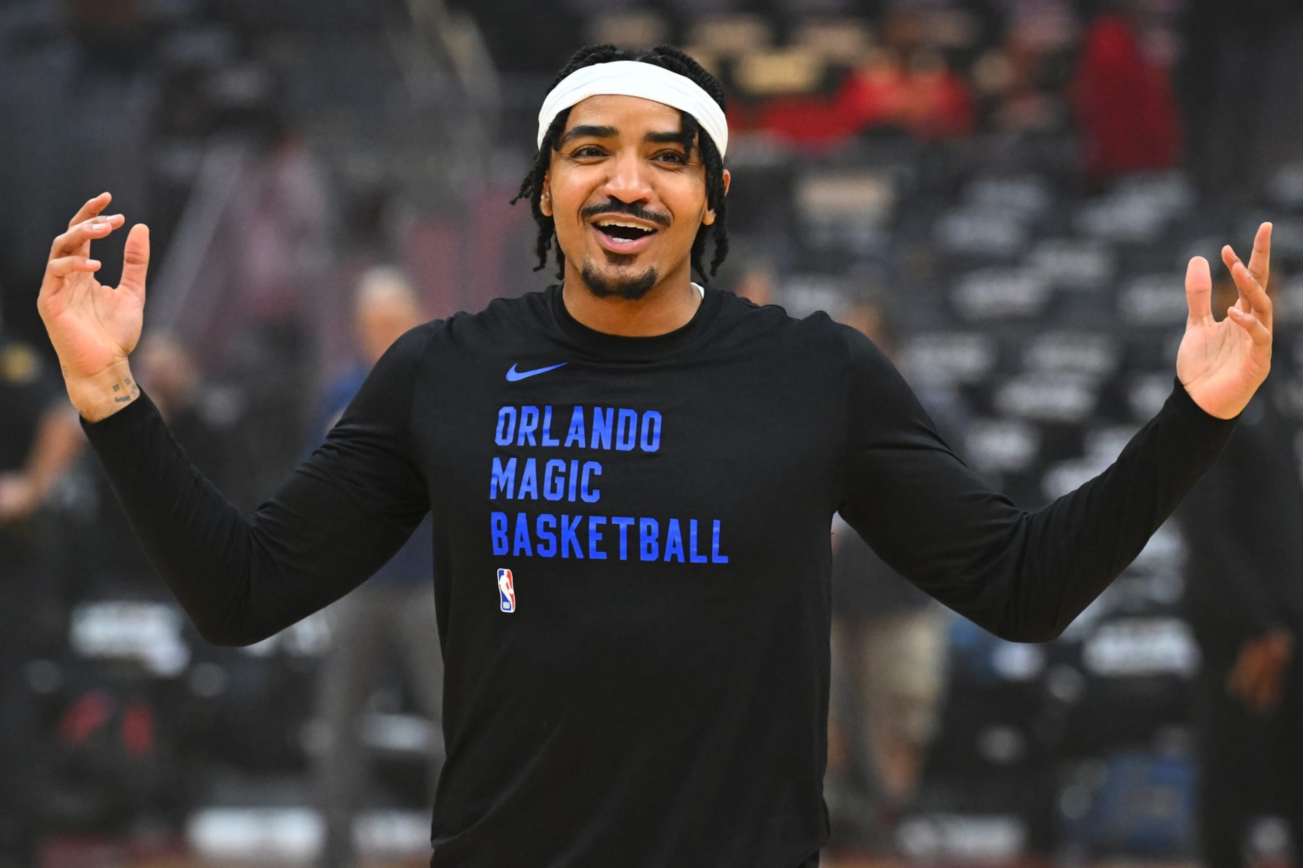 CLEVELAND, OHIO - MAY 05: Gary Harris #14 of the Orlando Magic warms up before Game Seven of the Eastern Conference First Round Playoffs against the Cleveland Cavaliers at Rocket Mortgage Fieldhouse on May 05, 2024 in Cleveland, Ohio. NOTE TO USER: User expressly acknowledges and agrees that, by downloading and/or using this Photograph, user is consenting to the terms and conditions of the Getty Images License Agreement. (Photo by Jason Miller/Getty Images) CLEVELAND, OHIO - MAY 05: Gary Harris #14 of the Orlando Magic warms up before Game Seven of the Eastern Conference First Round Playoffs against the Cleveland Cavaliers at Rocket Mortgage Fieldhouse on May 05, 2024 in Cleveland, Ohio. NOTE TO USER: User expressly acknowledges and agrees that, by downloading and/or using this Photograph, user is consenting to the terms and conditions of the Getty Images License Agreement. (Photo by Jason Miller/Getty Images)