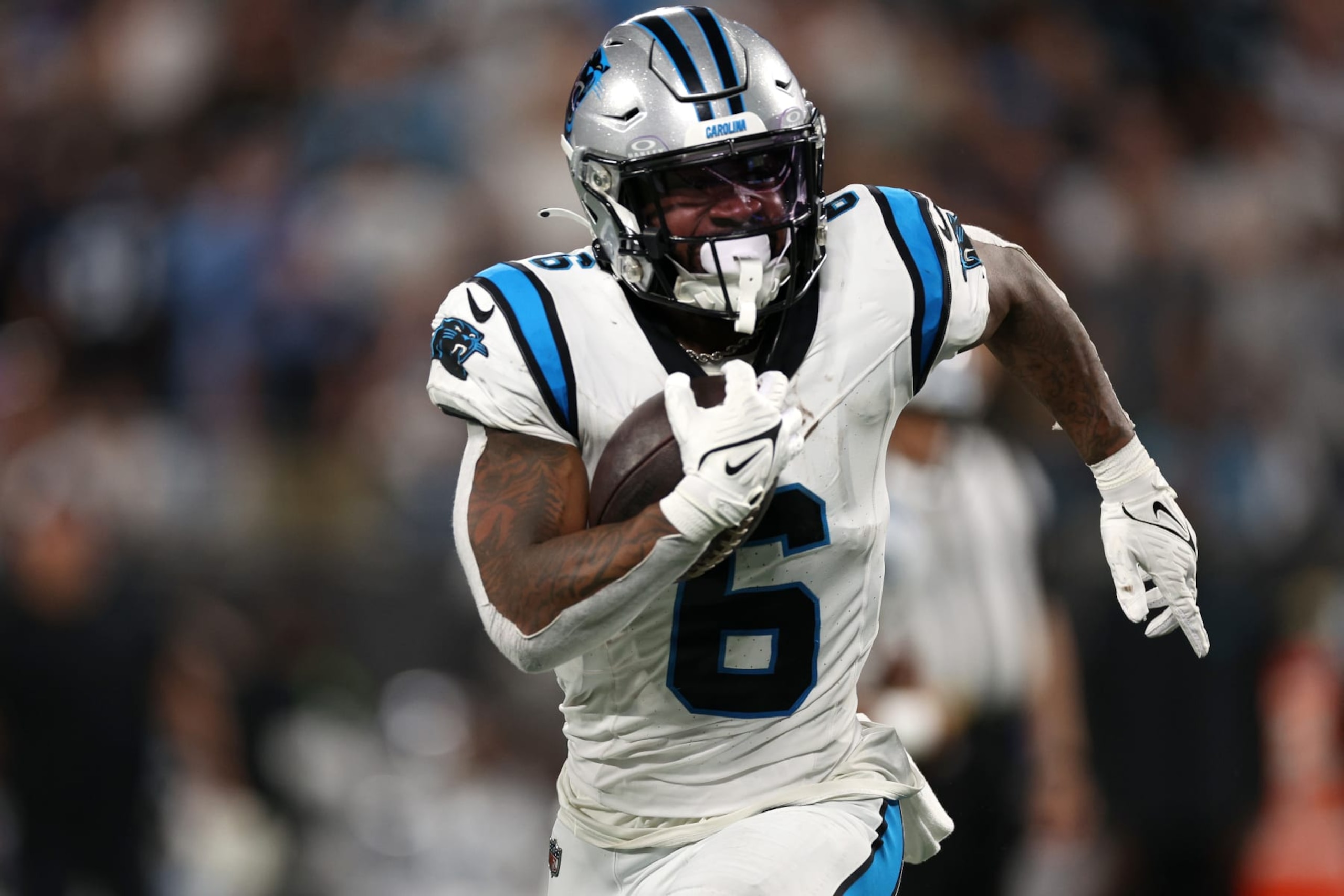 Carolina Panthers running back Miles Sanders Carolina Panthers running back Miles Sanders