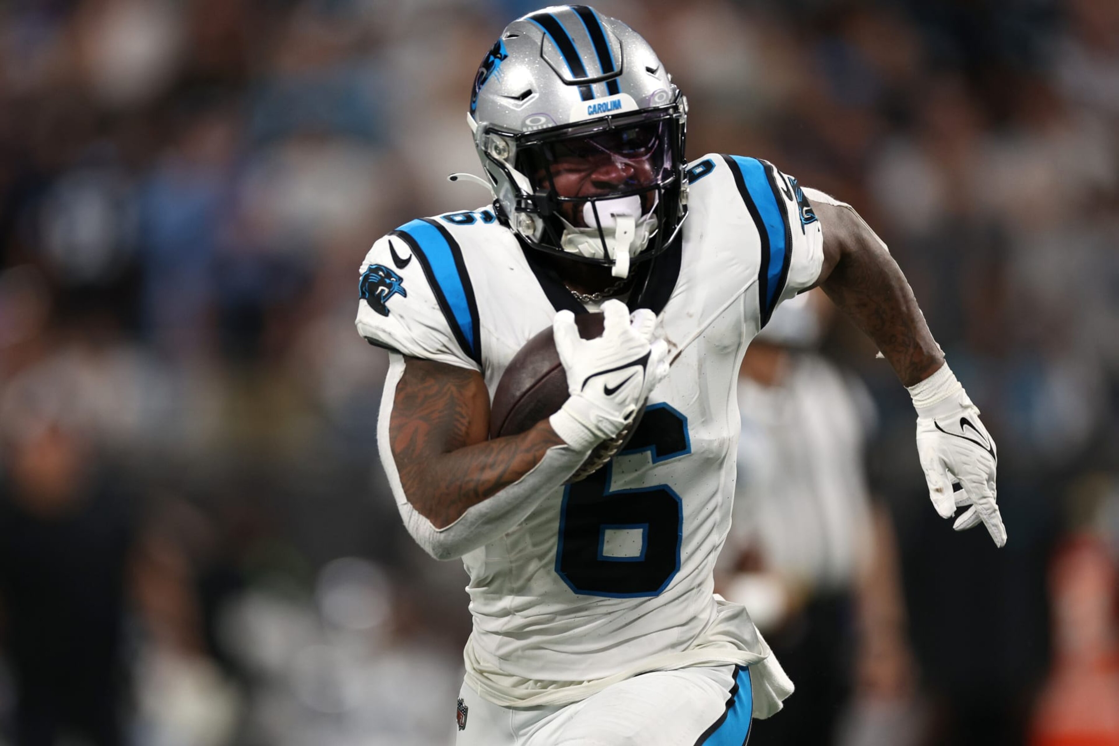 Carolina Panthers running back Miles Sanders Carolina Panthers running back Miles Sanders