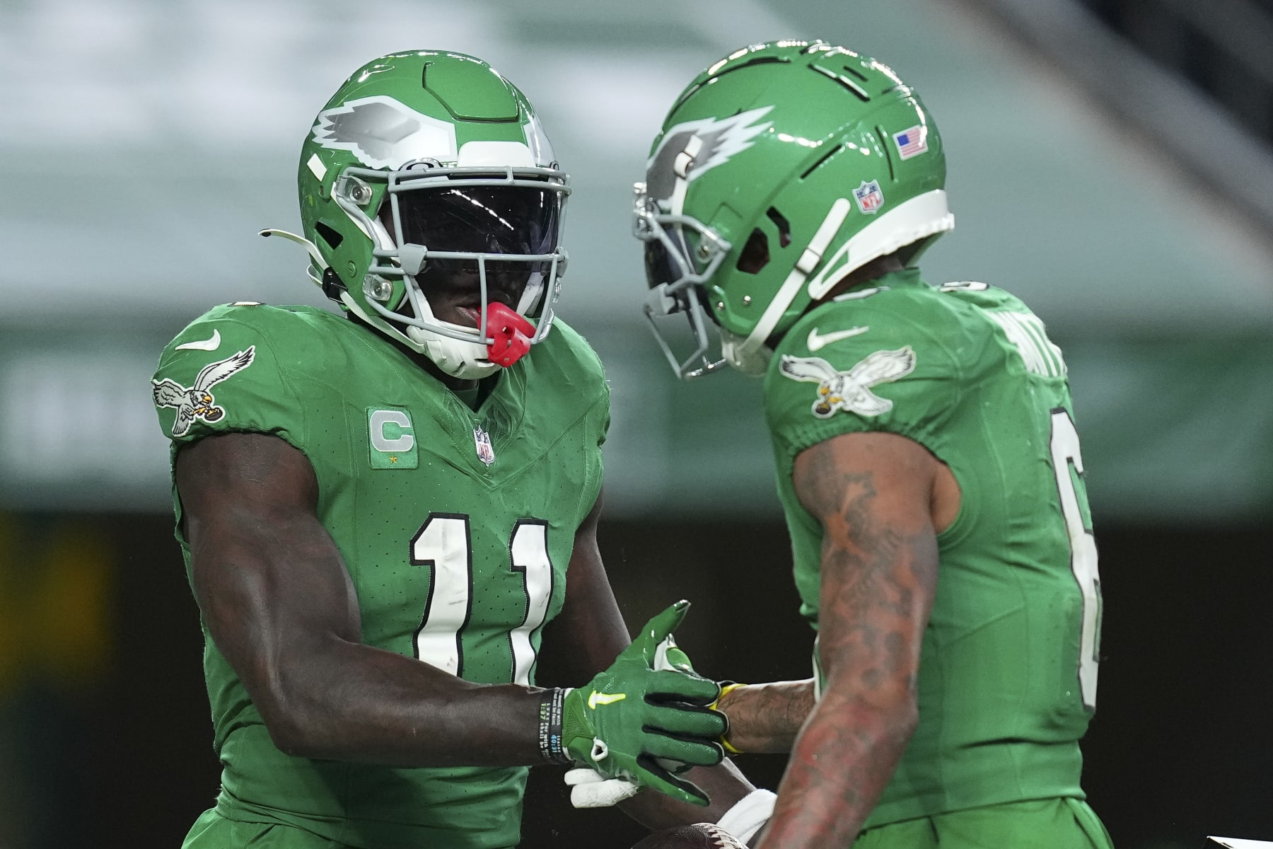Philadelphia Eagles wide receivers A.J. Brown and DeVonta Smith