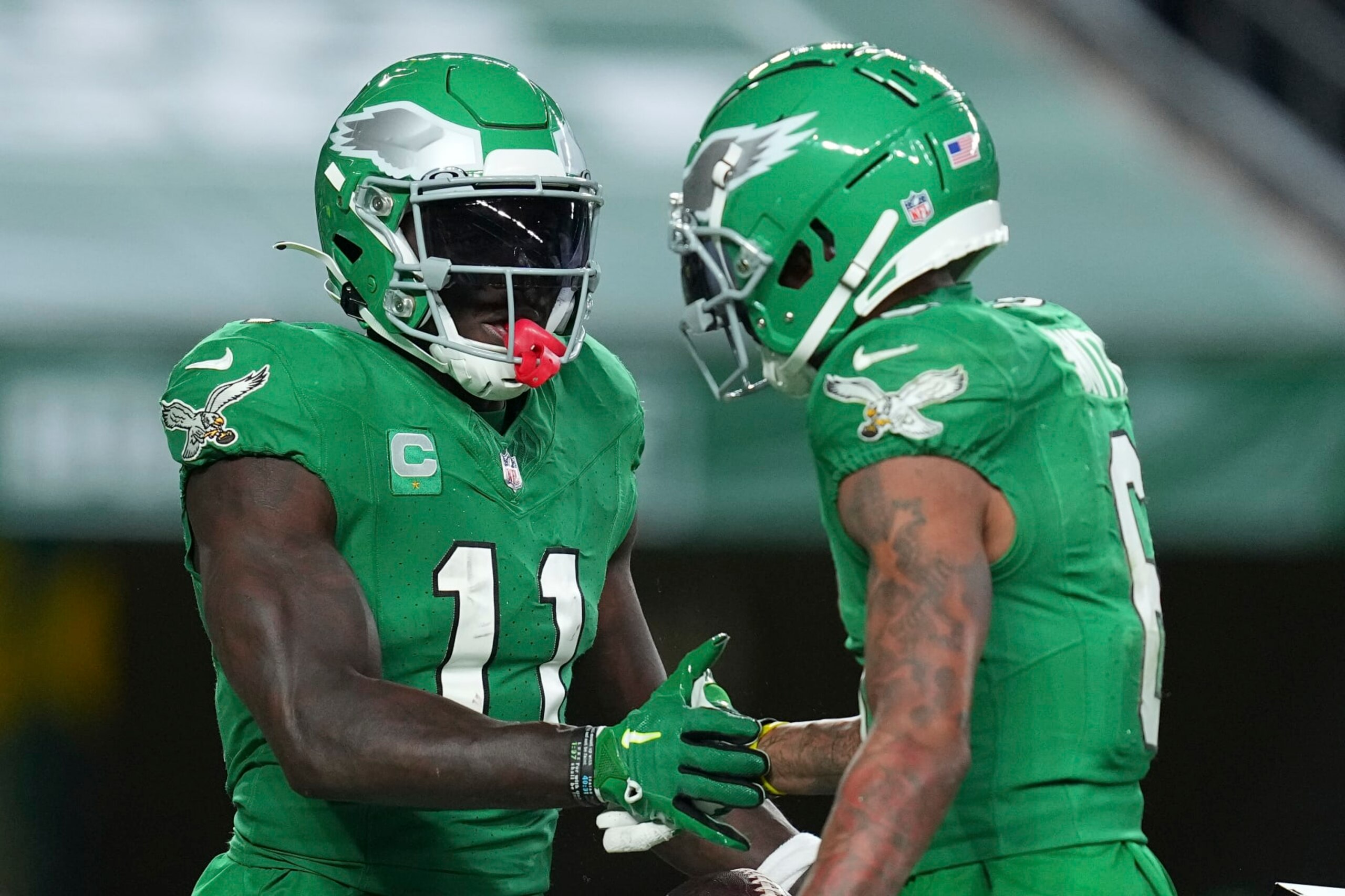 Philadelphia Eagles wide receivers A.J. Brown and DeVonta Smith
