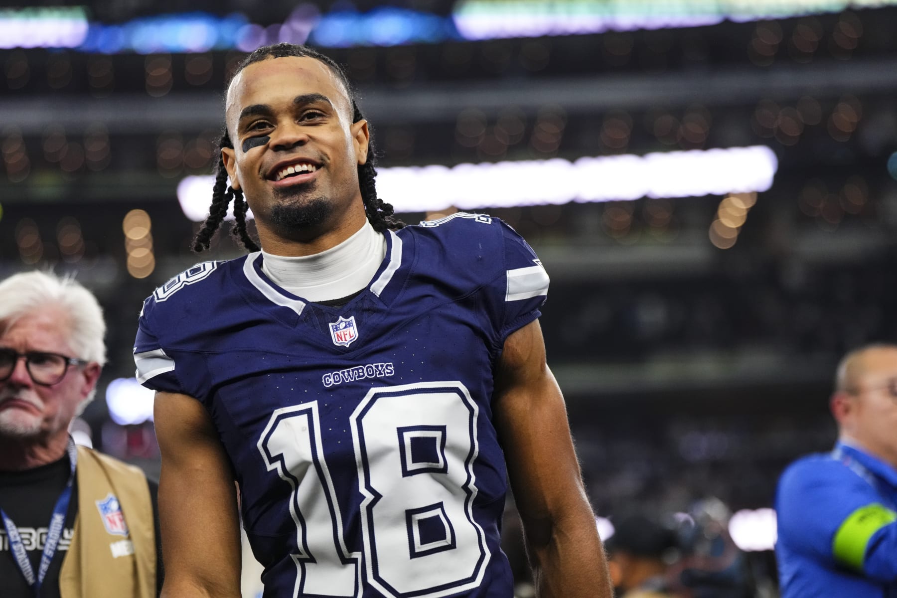ARLINGTON, TX - DECEMBER 30: Jalen Tolbert #18 of the Dallas Cowboys walks off of the field after an NFL football game against the Detroit Lions at AT&T Stadium on December 30, 2023 in Arlington, Texas. (Photo by Cooper Neill/Getty Images)