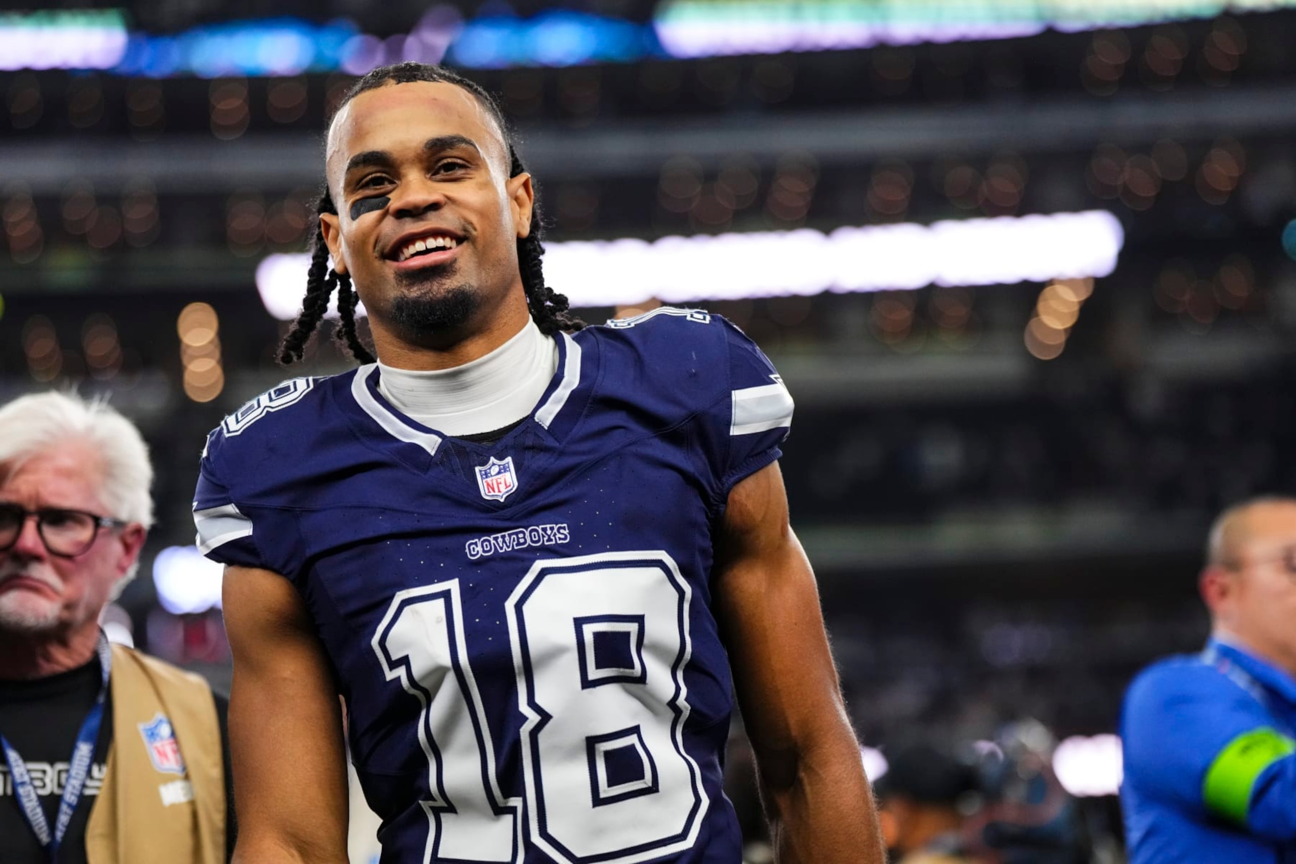 ARLINGTON, TX - DECEMBER 30: Jalen Tolbert #18 of the Dallas Cowboys walks off of the field after an NFL football game against the Detroit Lions at AT&T Stadium on December 30, 2023 in Arlington, Texas. (Photo by Cooper Neill/Getty Images) ARLINGTON, TX - DECEMBER 30: Jalen Tolbert #18 of the Dallas Cowboys walks off of the field after an NFL football game against the Detroit Lions at AT&T Stadium on December 30, 2023 in Arlington, Texas. (Photo by Cooper Neill/Getty Images)