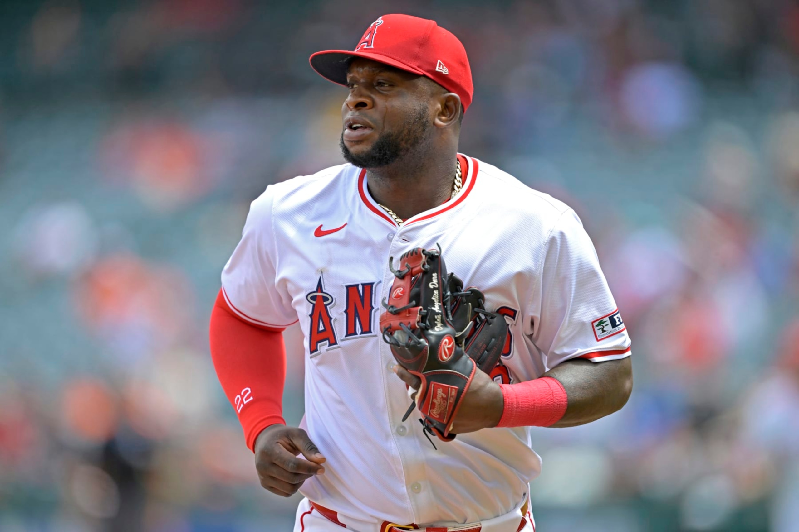ANAHEIM, CALIFORNIA - APRIL 24: Miguel Sanó #22 of the Los Angeles Angels on the field against the Baltimore Orioles at Angel Stadium of Anaheim on April 24, 2024 in Anaheim, California. (Photo by Jayne Kamin-Oncea/Getty Images)