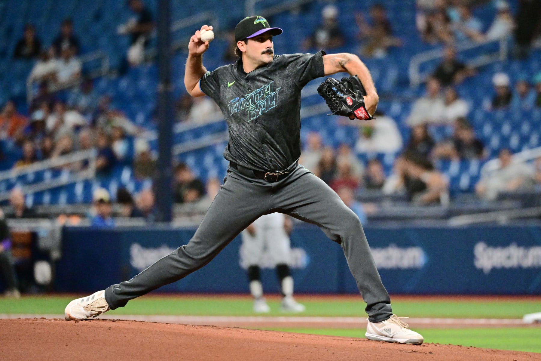 ST PETERSBURG, FLORIDA - MAY 07: Zach Eflin #24 of the Tampa Bay Rays delivers a pitch to the Chicago White Sox in the first inning at Tropicana Field on May 07, 2024 in St Petersburg, Florida. (Photo by Julio Aguilar/Getty Images)