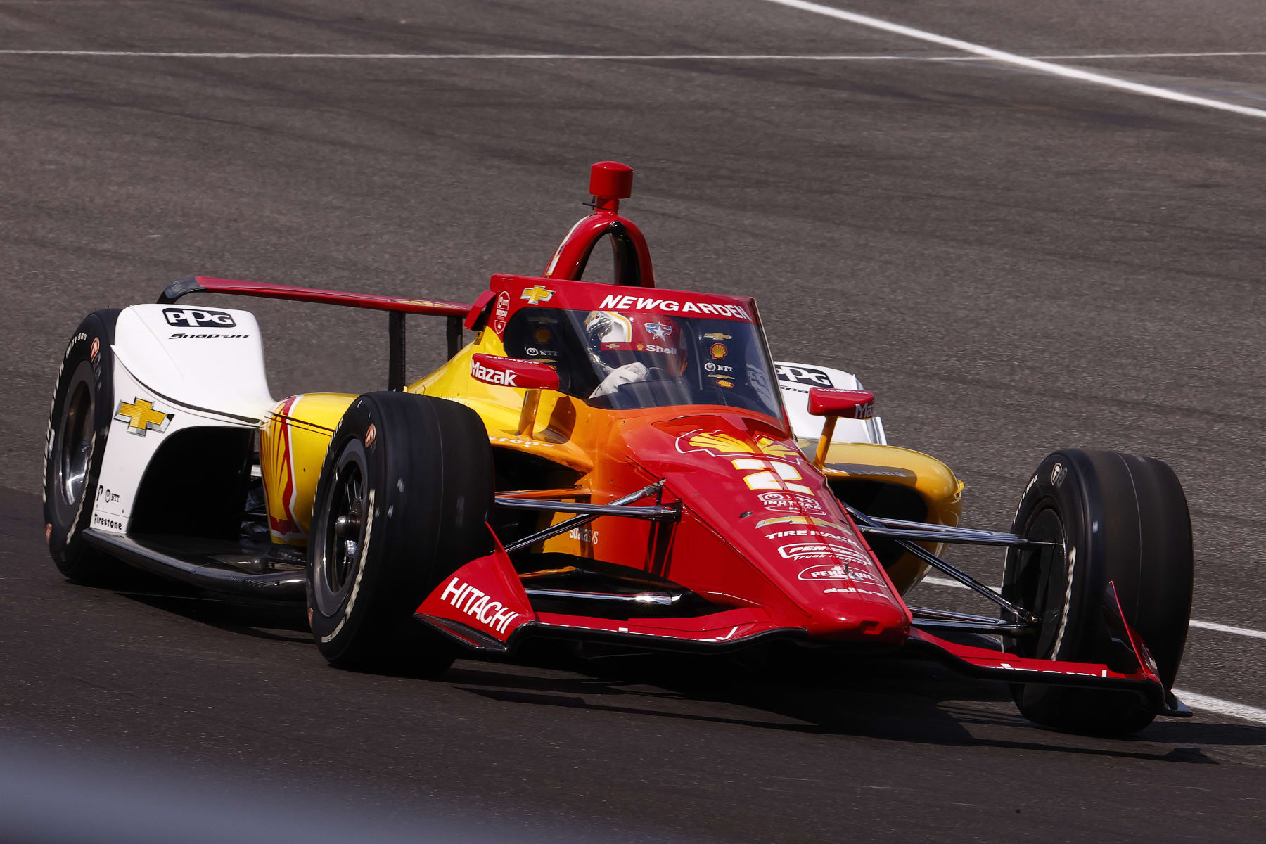 INDIANAPOLIS, IN - MAY 19: Josef Newgarden of USA (2) driving for Team Penske pulls out onto the track during qualifications for the NTT IndyCar Series Indianapolis 500 Qualifying on May 19 2024 at the Indianapolis Motor Speedway in Indianapolis, IN.  (Photo by Jeffrey Brown/Icon Sportswire via Getty Images)