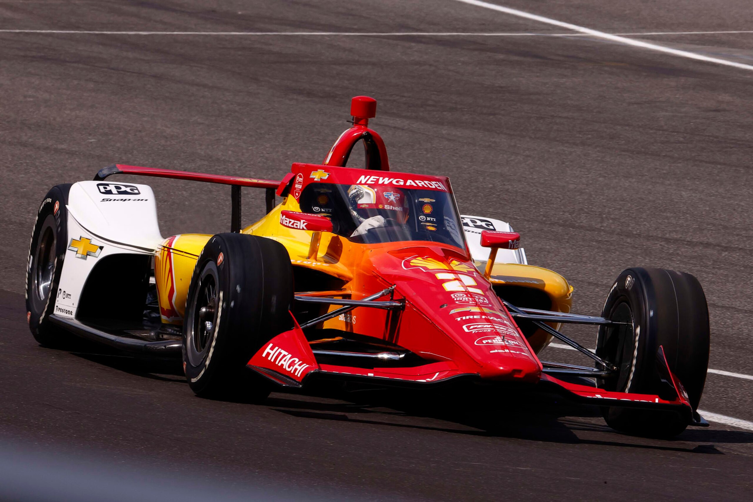 INDIANAPOLIS, IN - MAY 19: Josef Newgarden of USA (2) driving for Team Penske pulls out onto the track during qualifications for the NTT IndyCar Series Indianapolis 500 Qualifying on May 19 2024 at the Indianapolis Motor Speedway in Indianapolis, IN.  (Photo by Jeffrey Brown/Icon Sportswire via Getty Images)