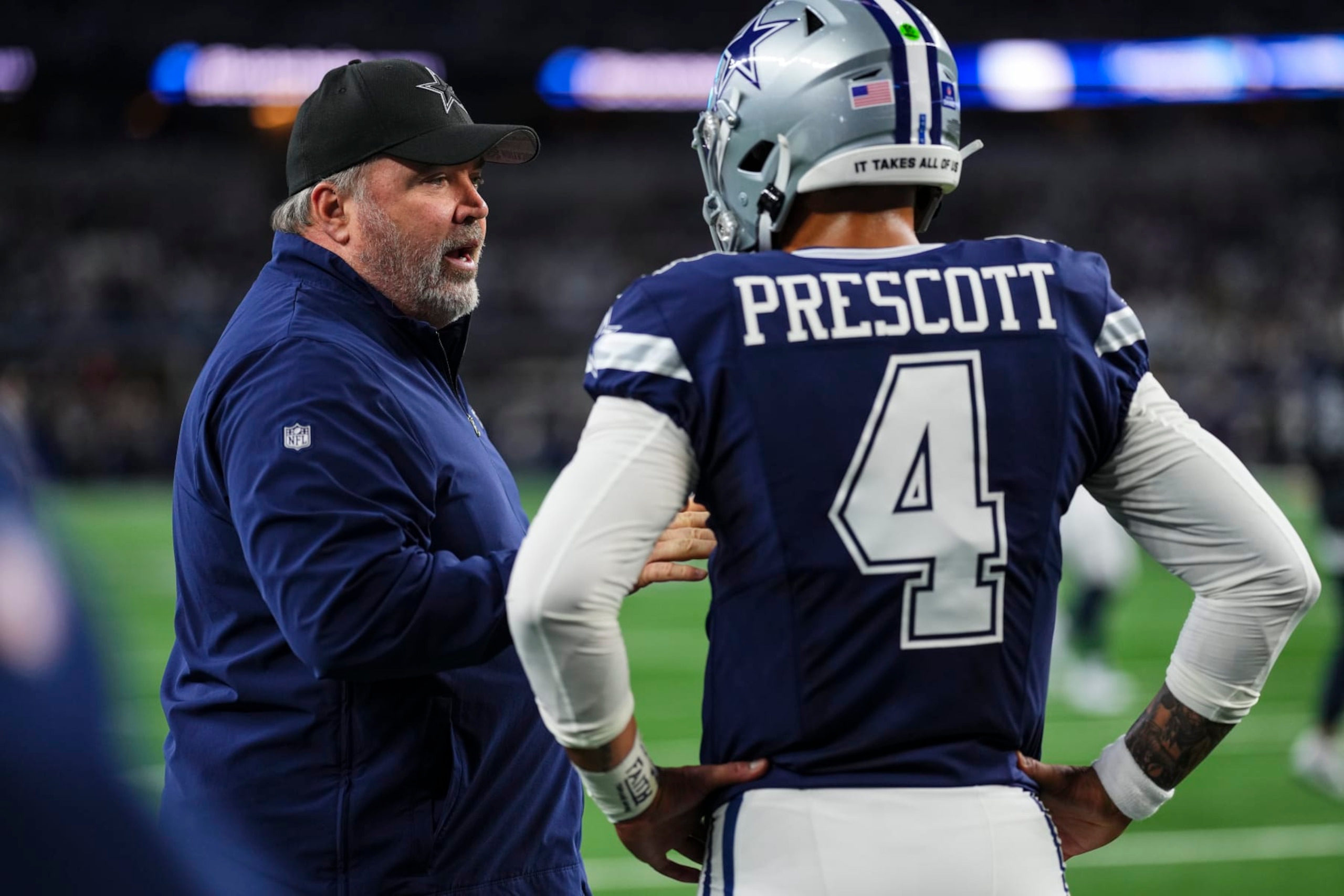 Dallas Cowboys head coach Mike McCarthy and quarterback Dak Prescott.
