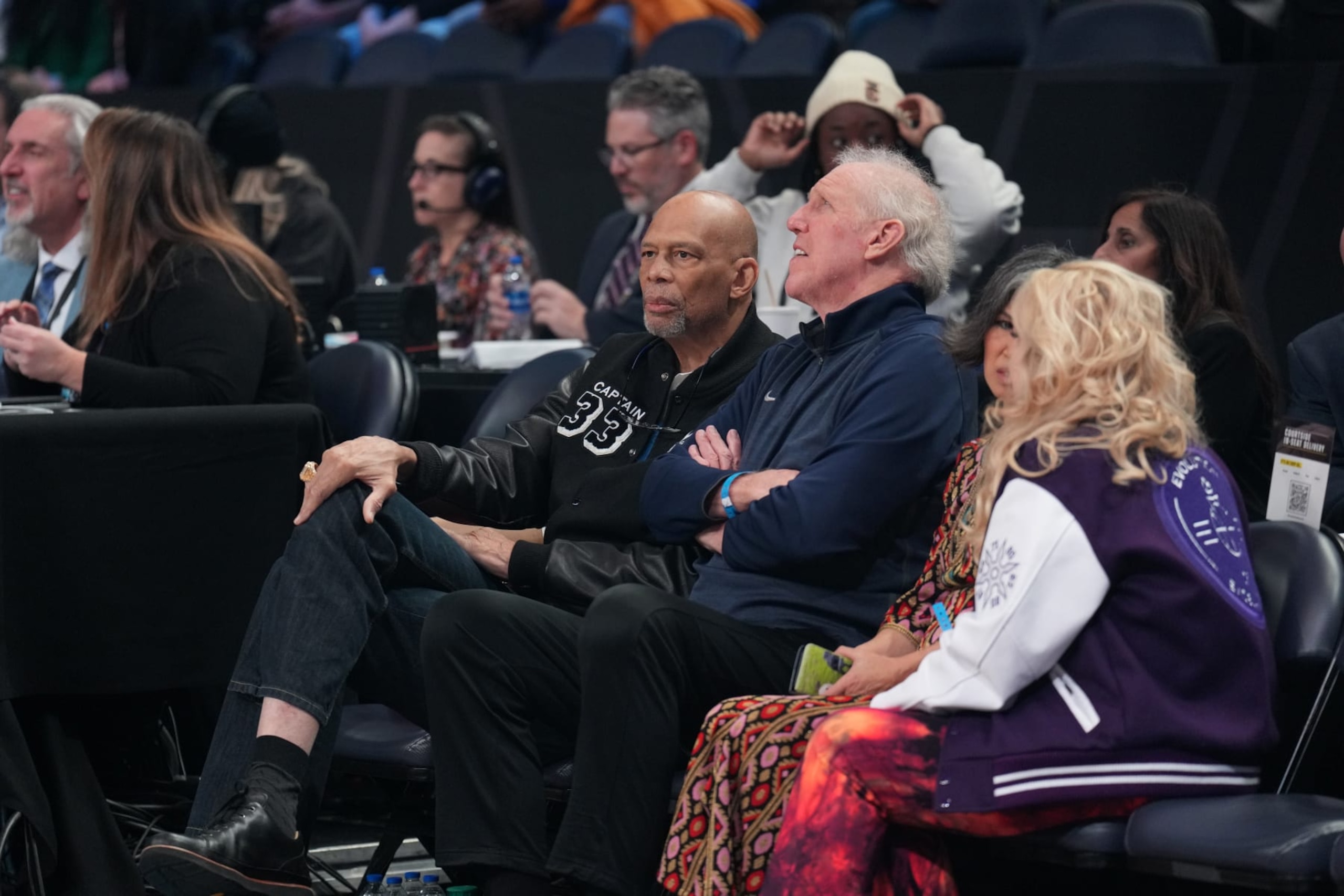 SALT LAKE CITY, UT - FEBRUARY 19: Kareem Abdul-Jabbar and Bill Walton attend the NBA All-Star Game as part of 2023 NBA All Star Weekend on Sunday, February 19, 2023 at Vivint Arena in Salt Lake City, Utah. NOTE TO USER: User expressly acknowledges and agrees that, by downloading and/or using this Photograph, user is consenting to the terms and conditions of the Getty Images License Agreement. Mandatory Copyright Notice: Copyright 2023 NBAE (Photo by Jesse D. Garrabrant/NBAE via Getty Images)